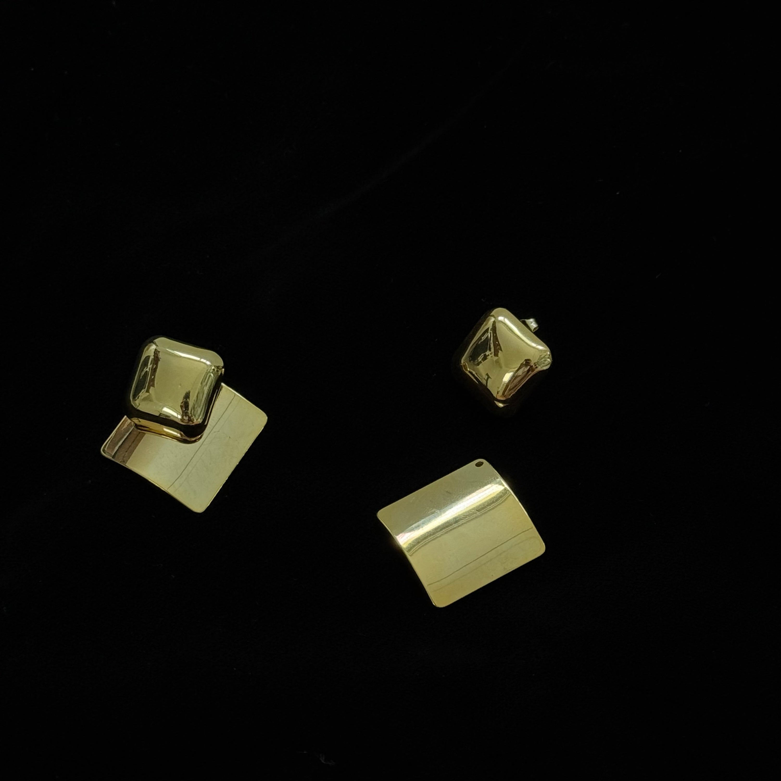 Gold-toned Square Dual Wear Layered Earrings
