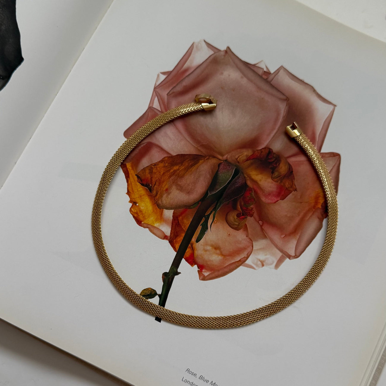 Vintage 80s Gold-toned Thin Omega Link Choker Necklace