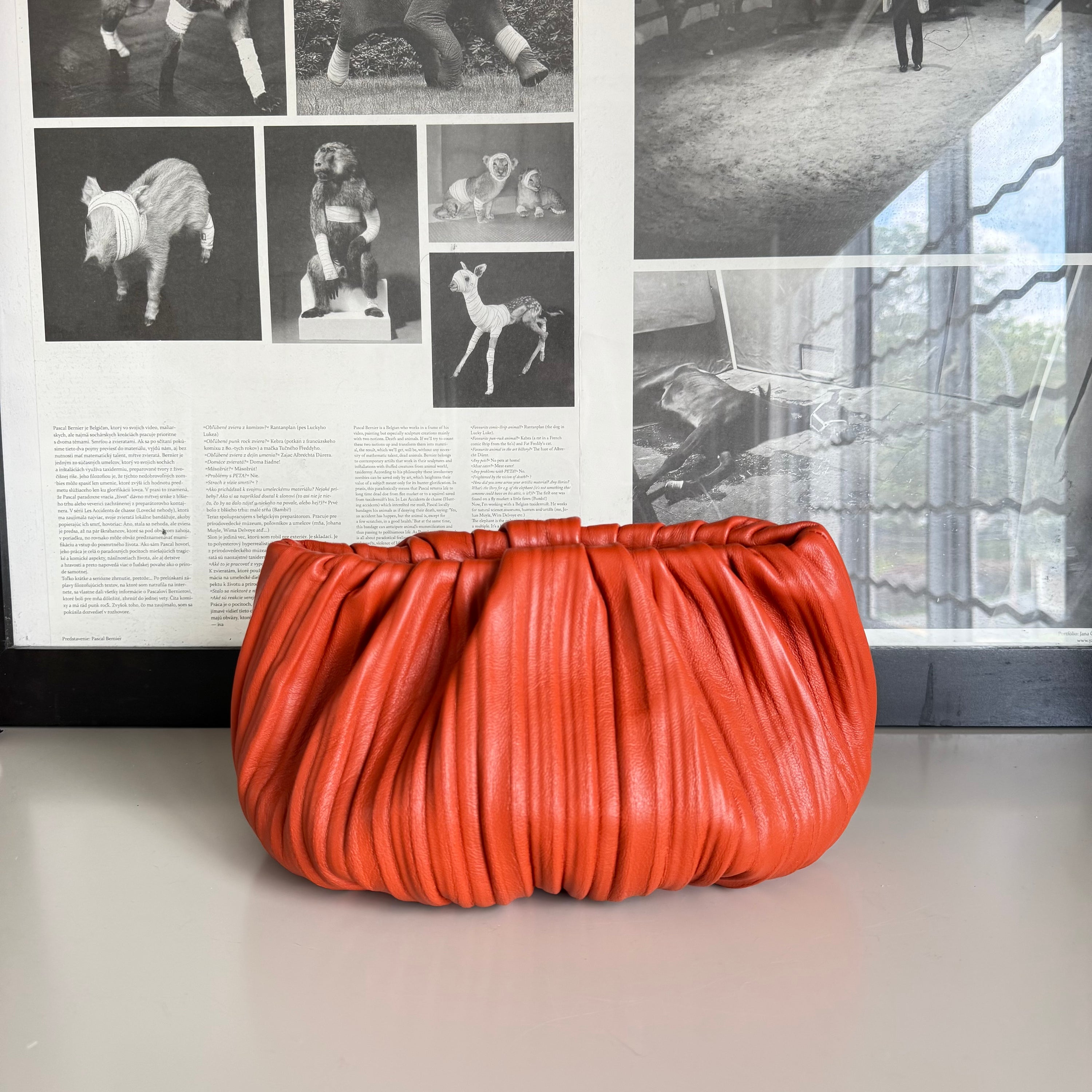 Bubble 12 Pleated Tawny Clutch