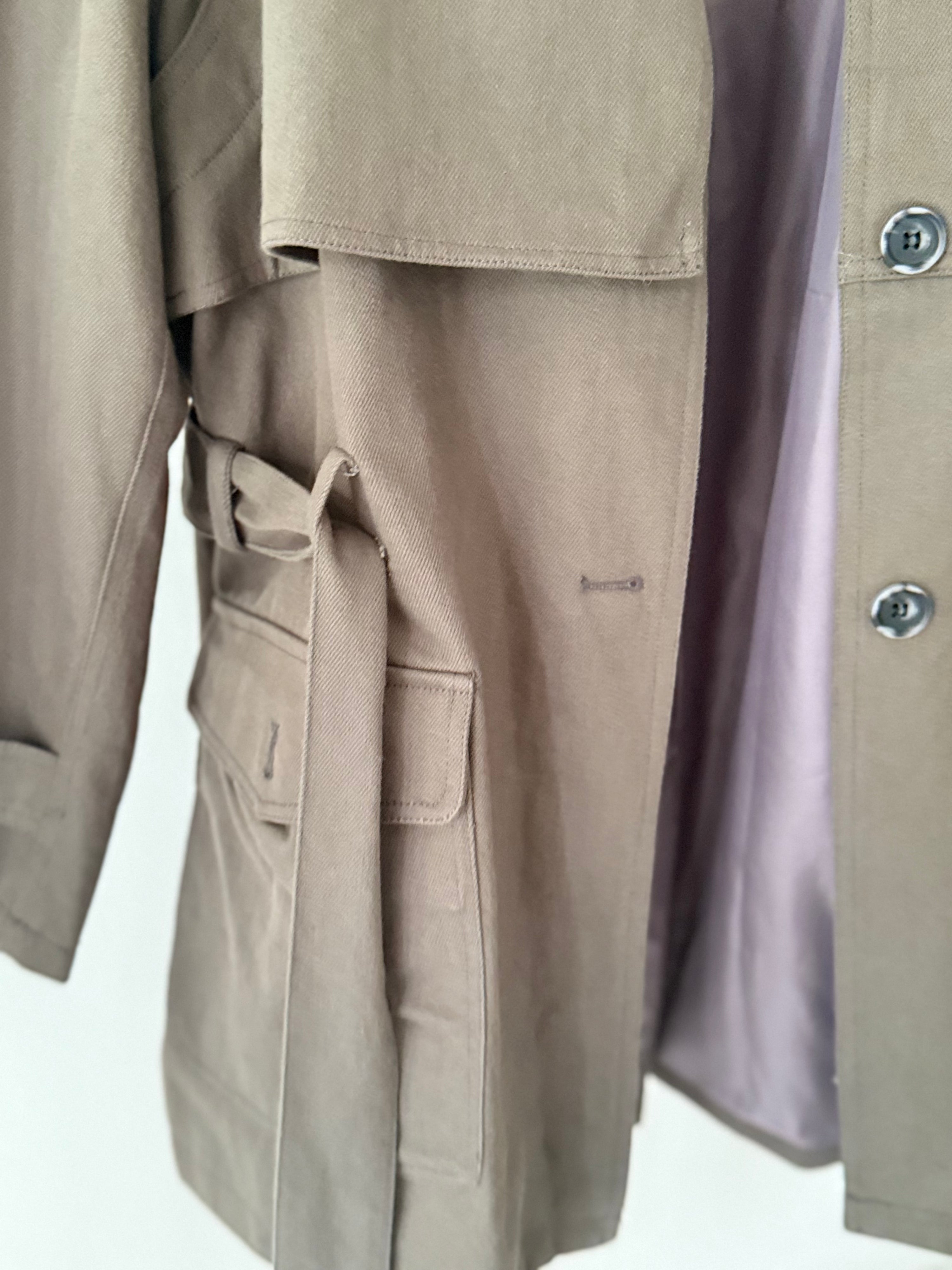 Manshu Taupe Utilitarian Trench Coat