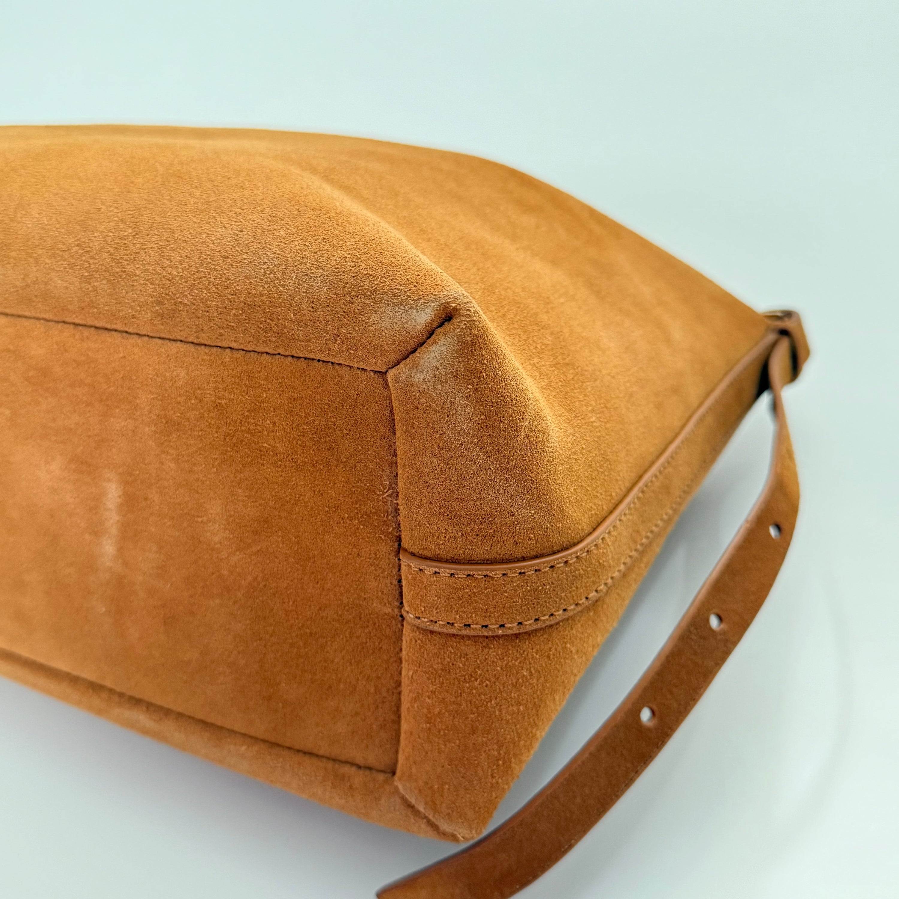 Dune Caramel Suede Shoulder Bag with Marbled Bead