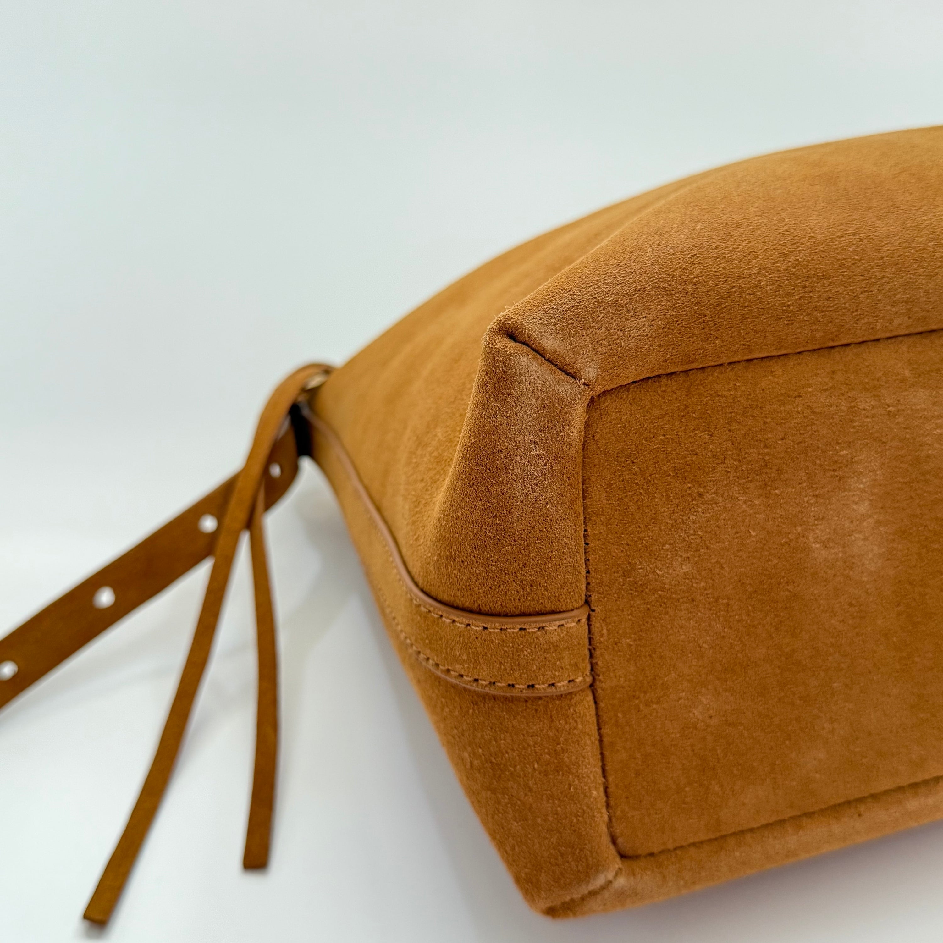 Dune Caramel Suede Shoulder Bag with Marbled Bead