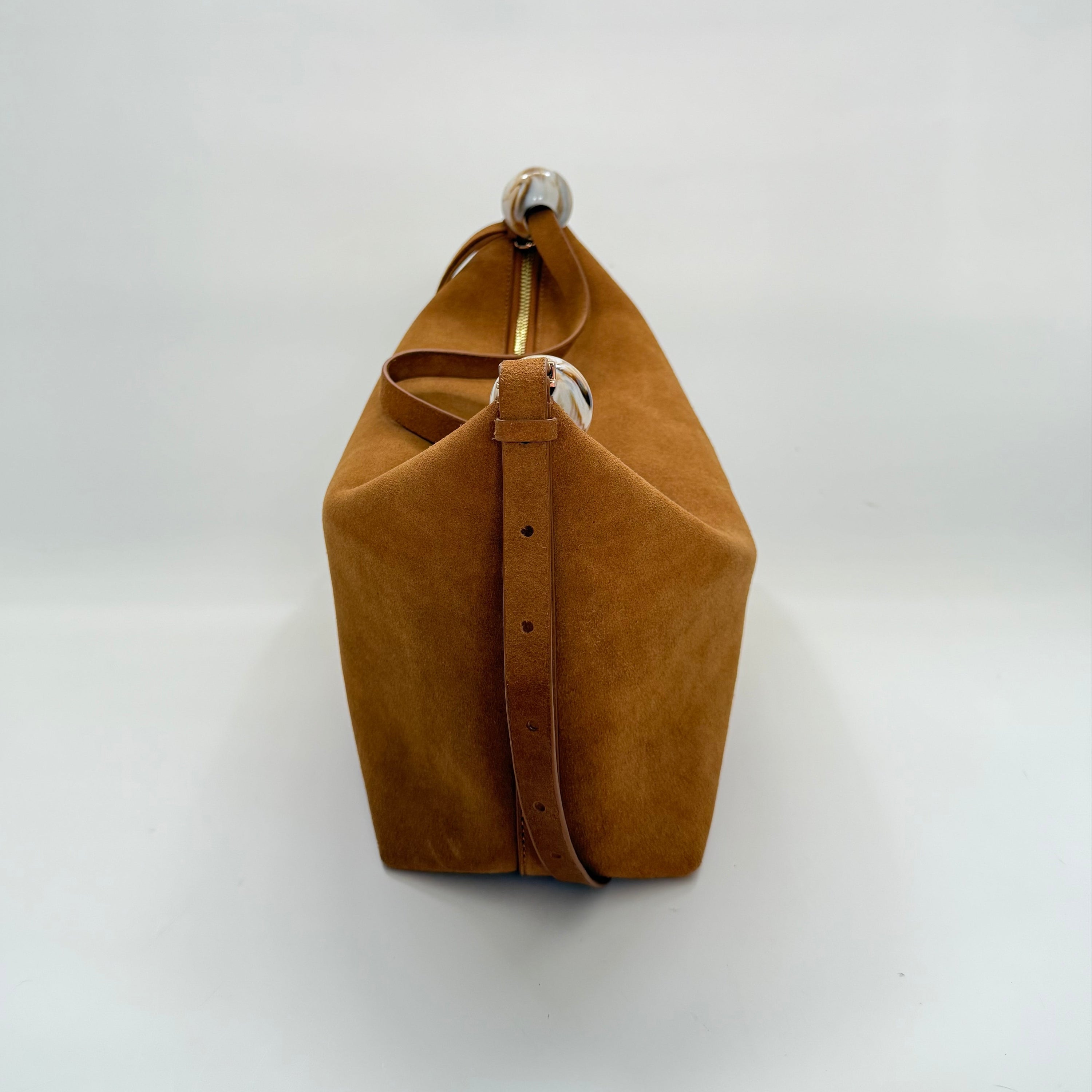 Dune Caramel Suede Shoulder Bag with Marbled Bead