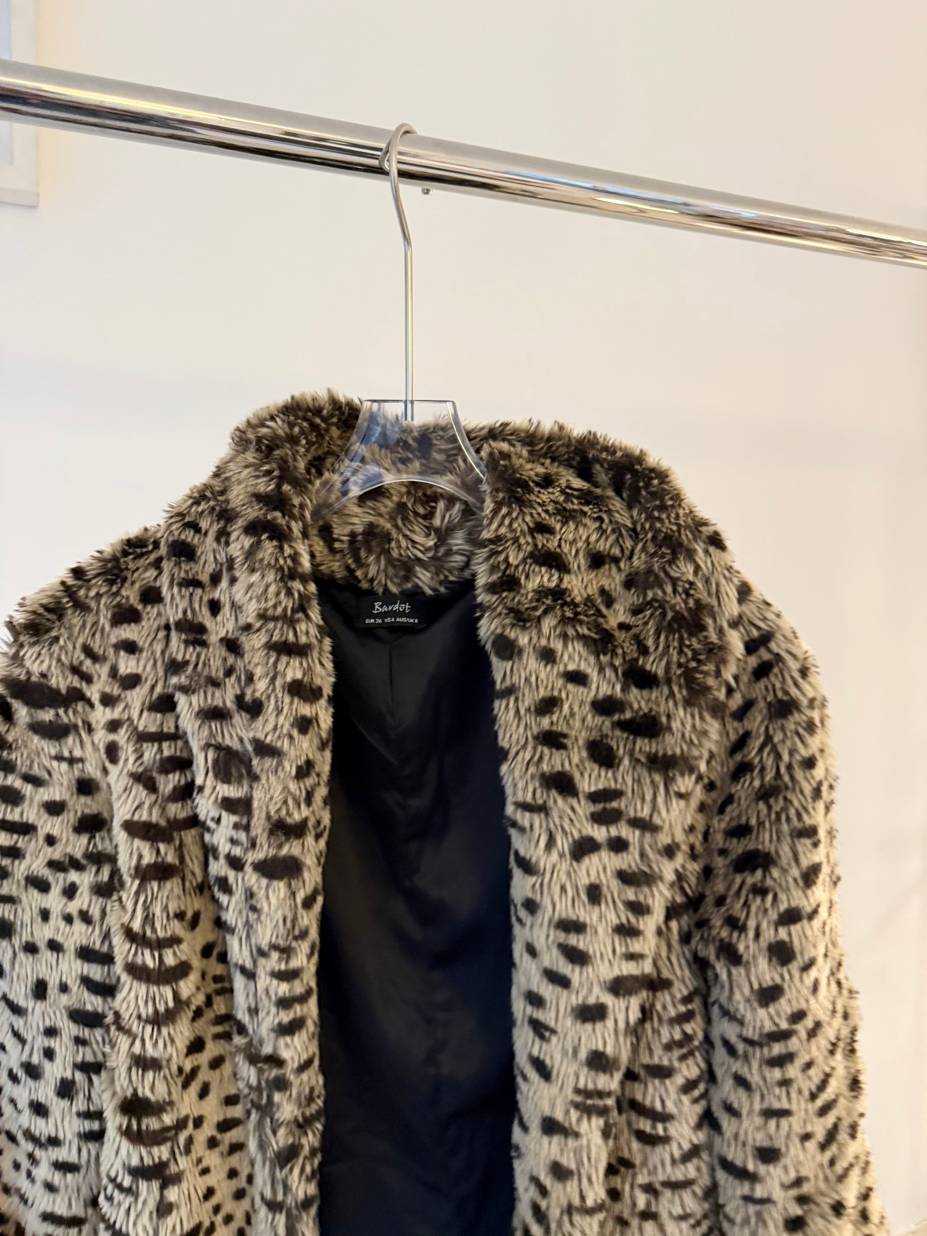 BARDOT Faux Fur Coat in Leopard
