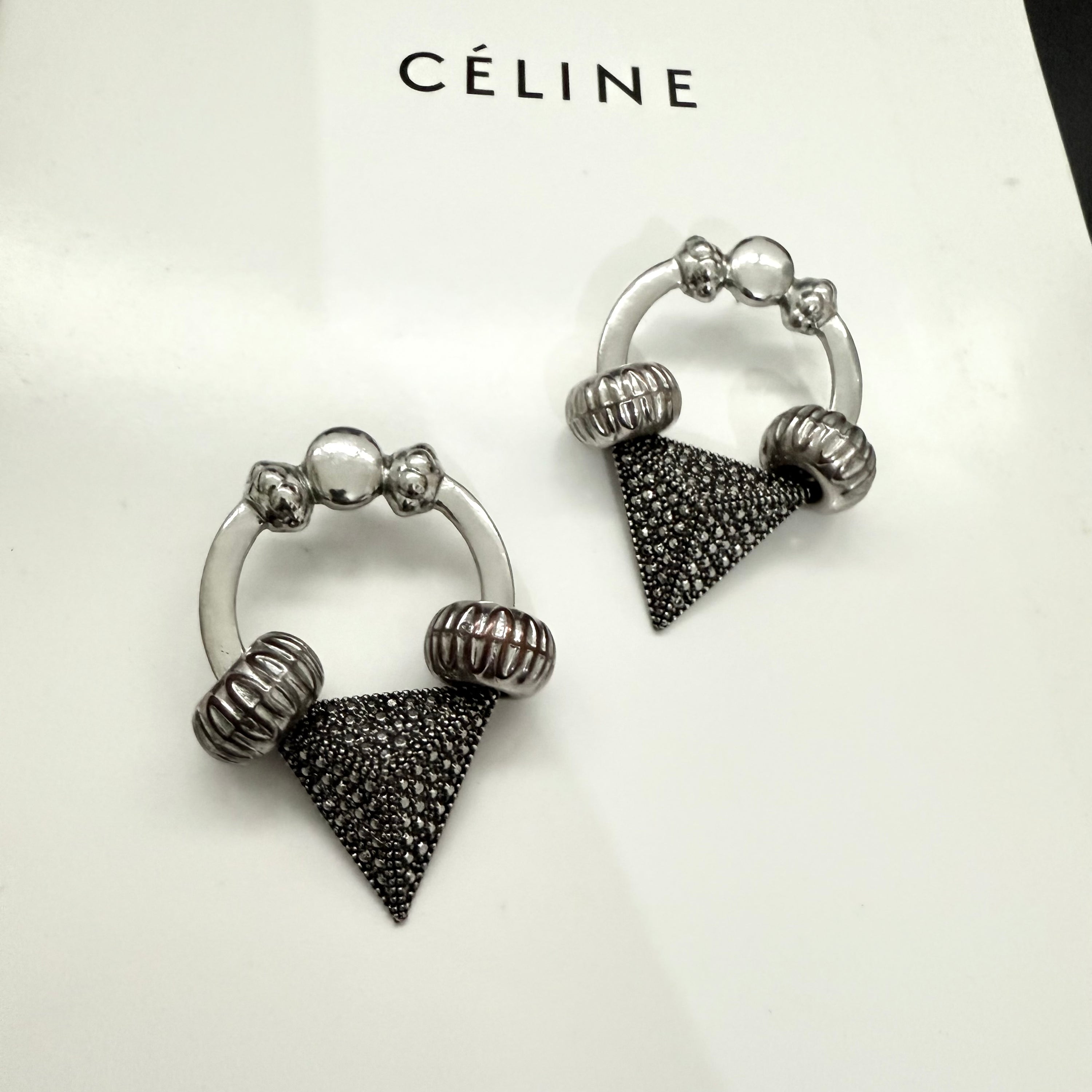 Vintage Silver Statement Doorknocker Style Pierced Earrings