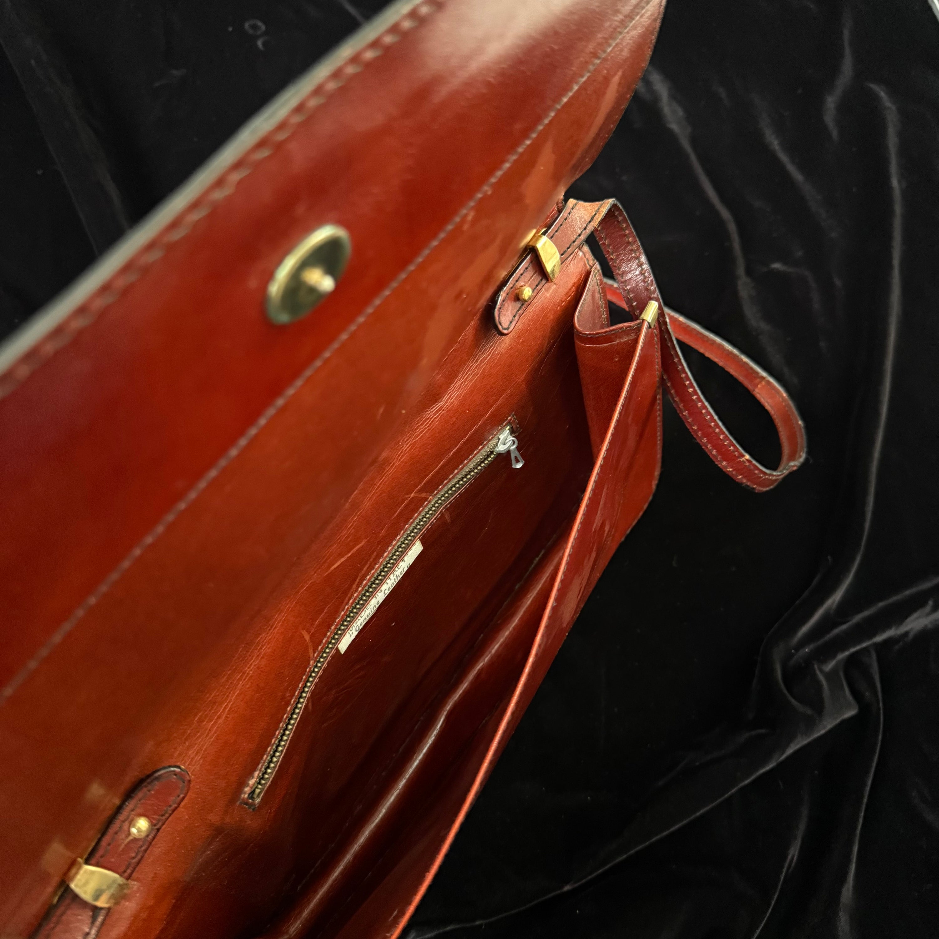 Vintage Long Wine Purse Shoulder Bag Made in Italy