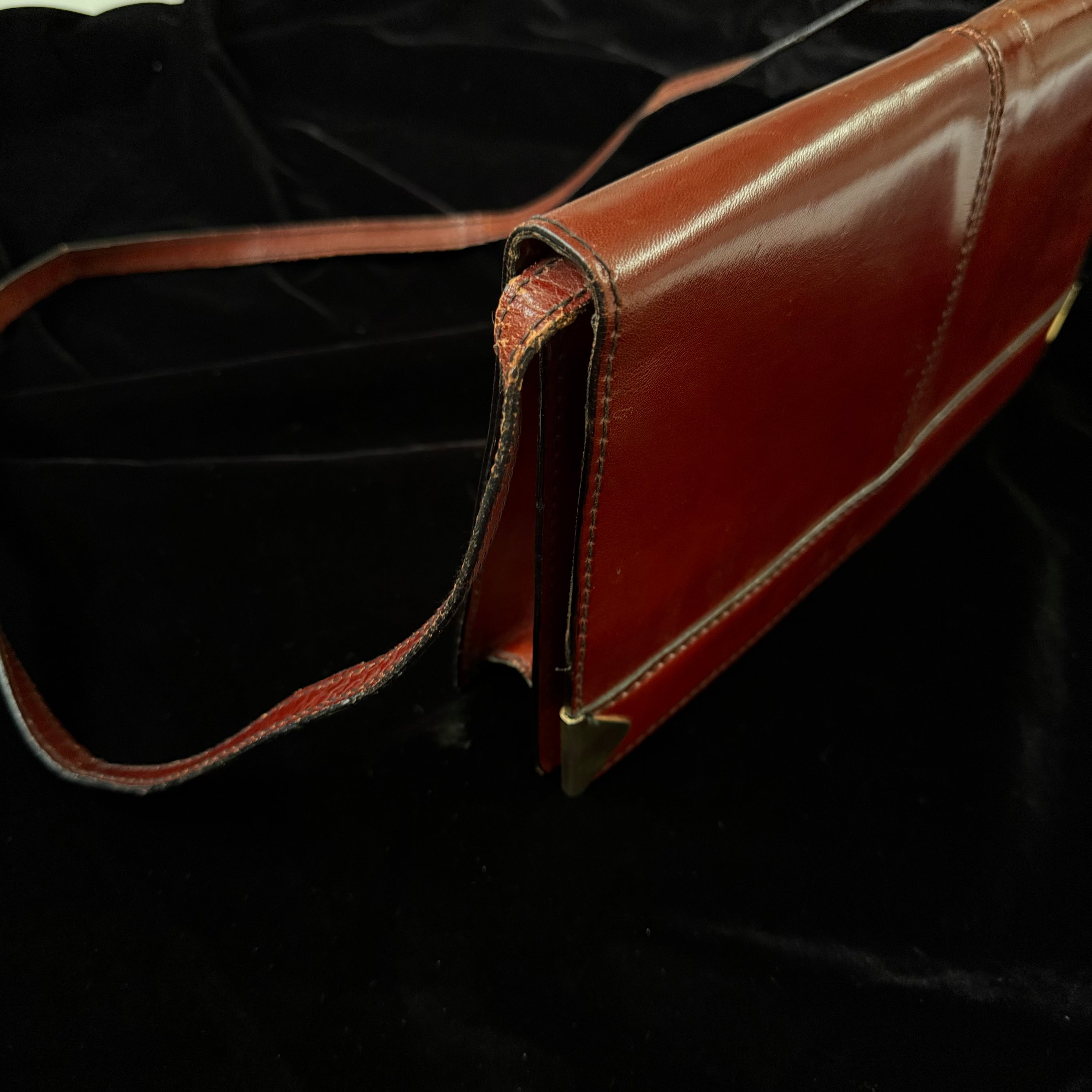 Vintage Long Wine Purse Shoulder Bag Made in Italy