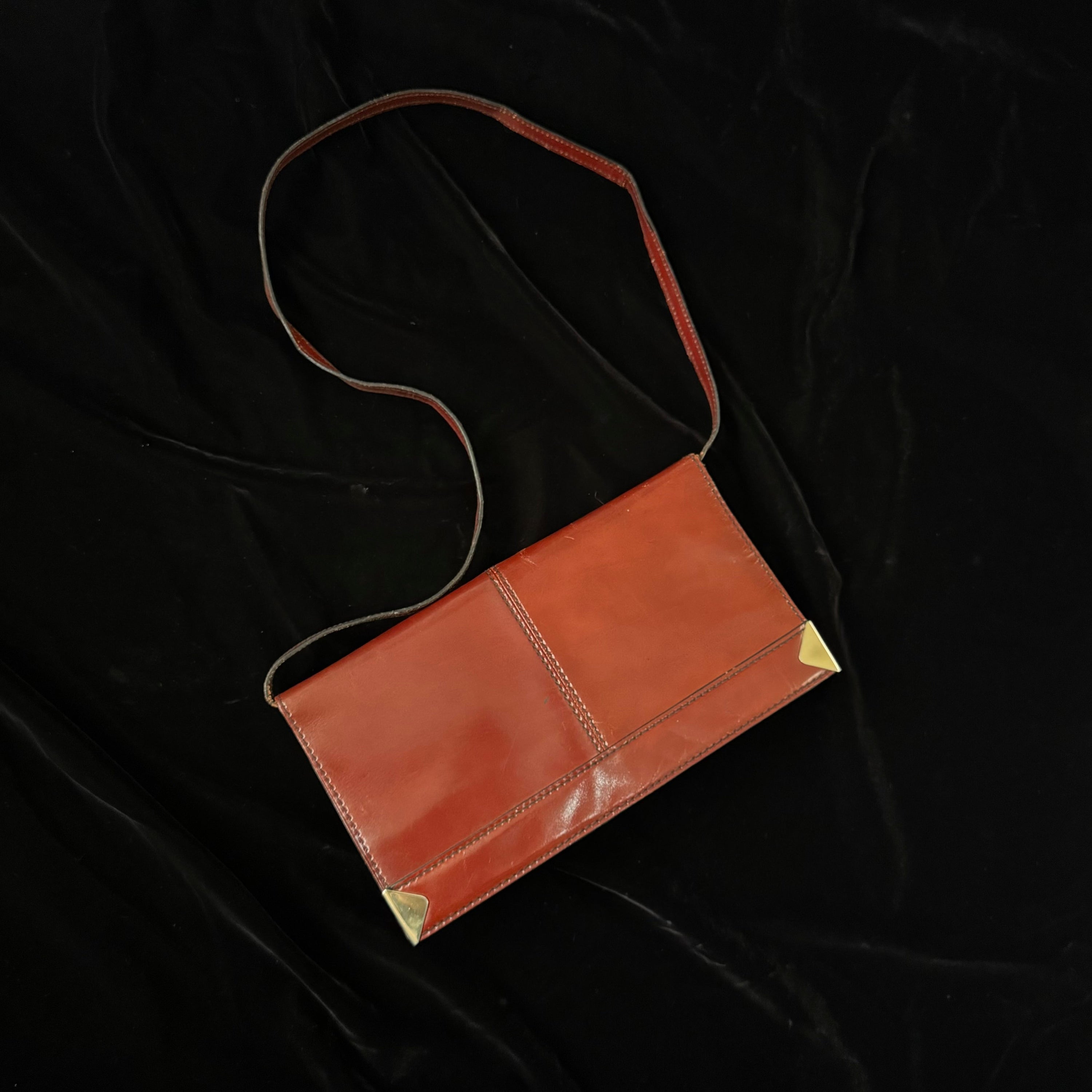 Vintage Long Wine Purse Shoulder Bag Made in Italy