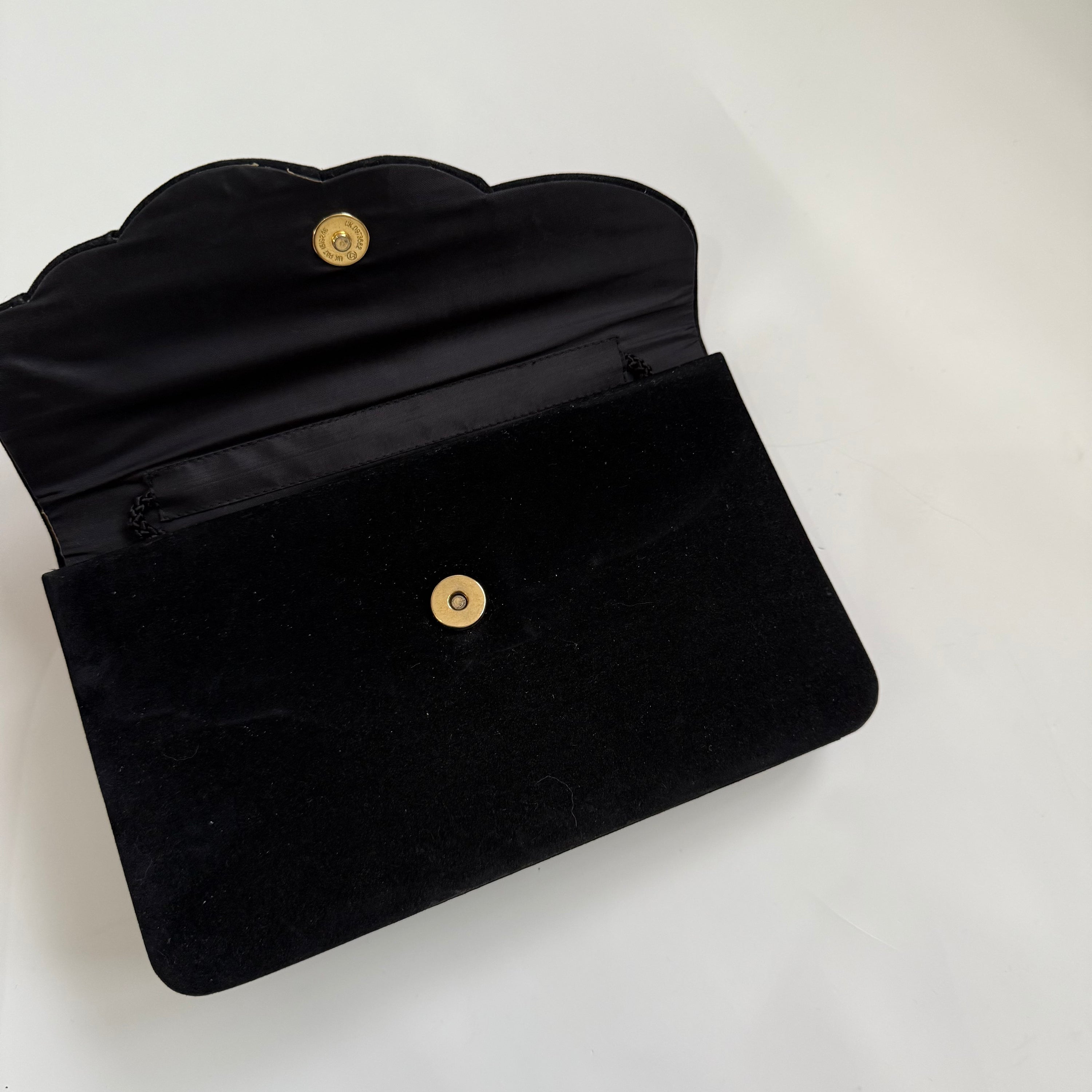 Vintage Black Suede Scallop Evening Box Purse