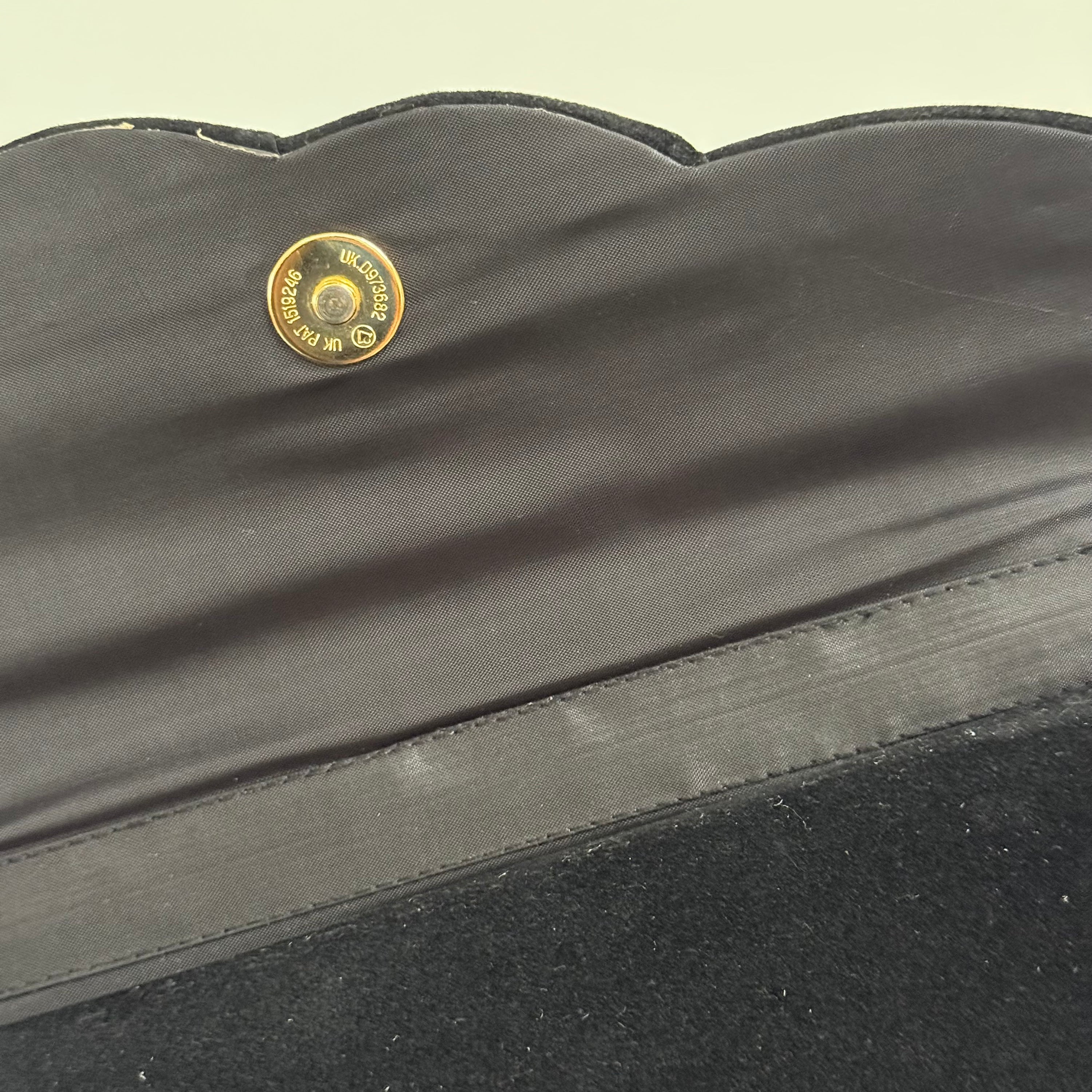 Vintage Black Suede Scallop Evening Box Purse