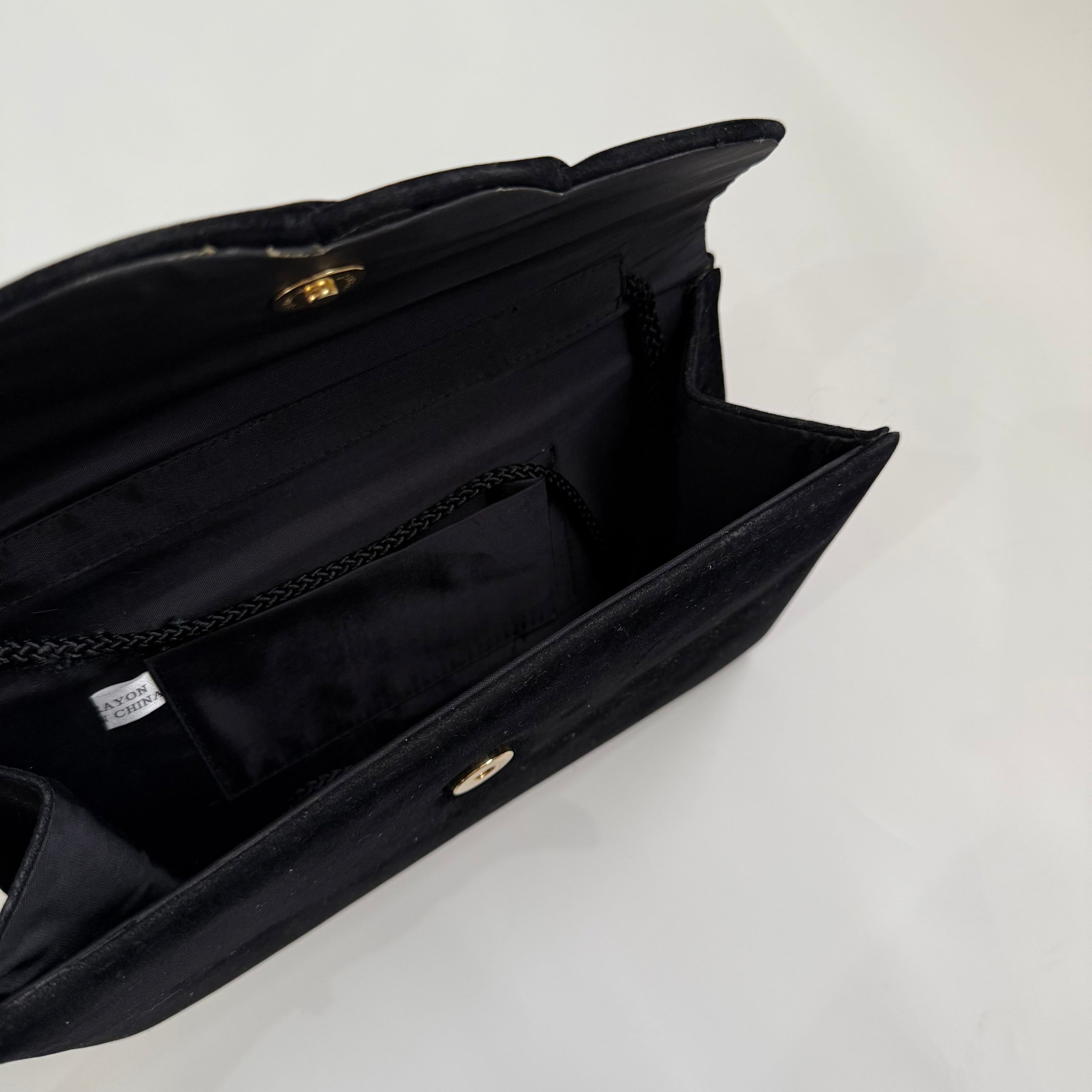 Vintage Black Suede Scallop Evening Box Purse