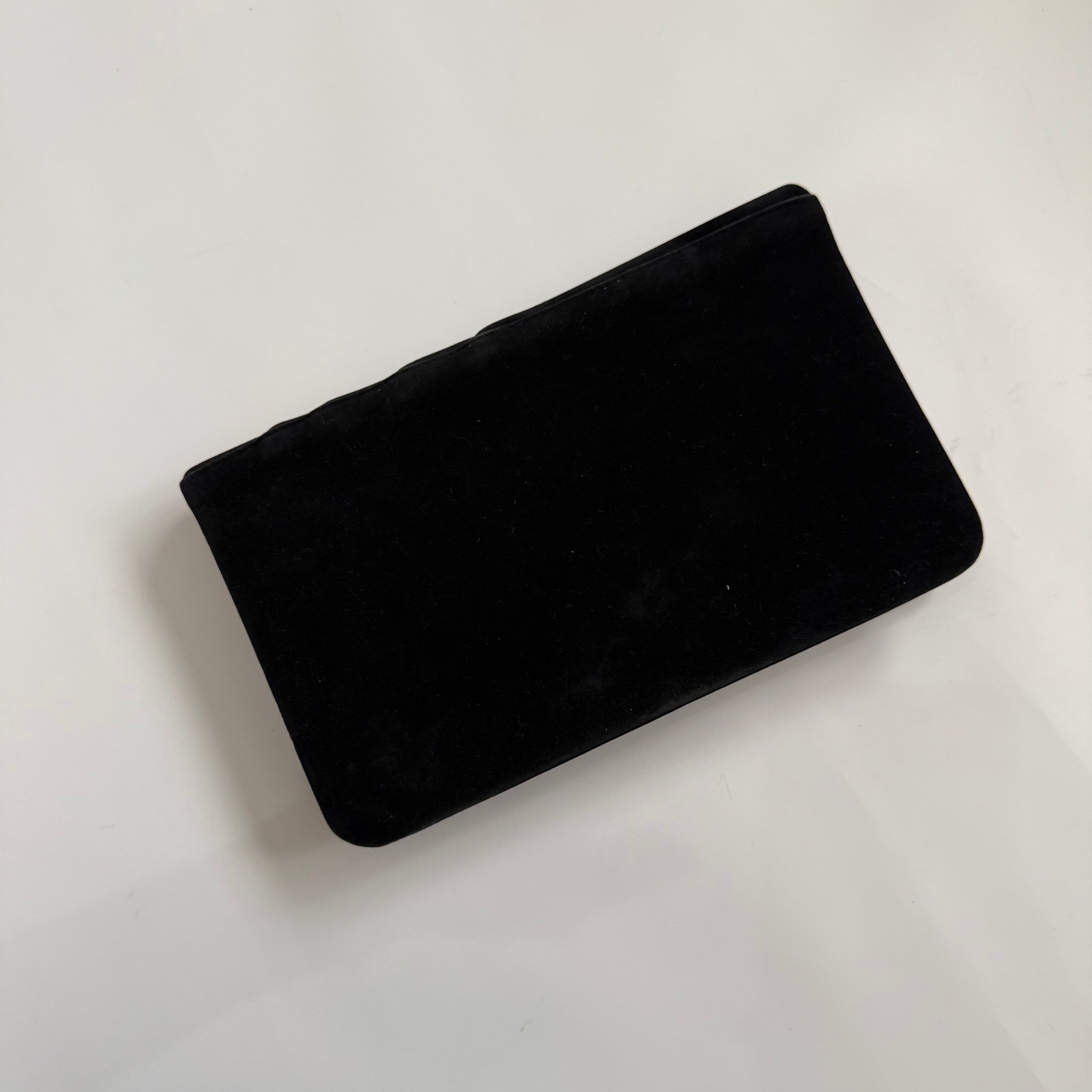 Vintage Black Suede Scallop Evening Box Purse