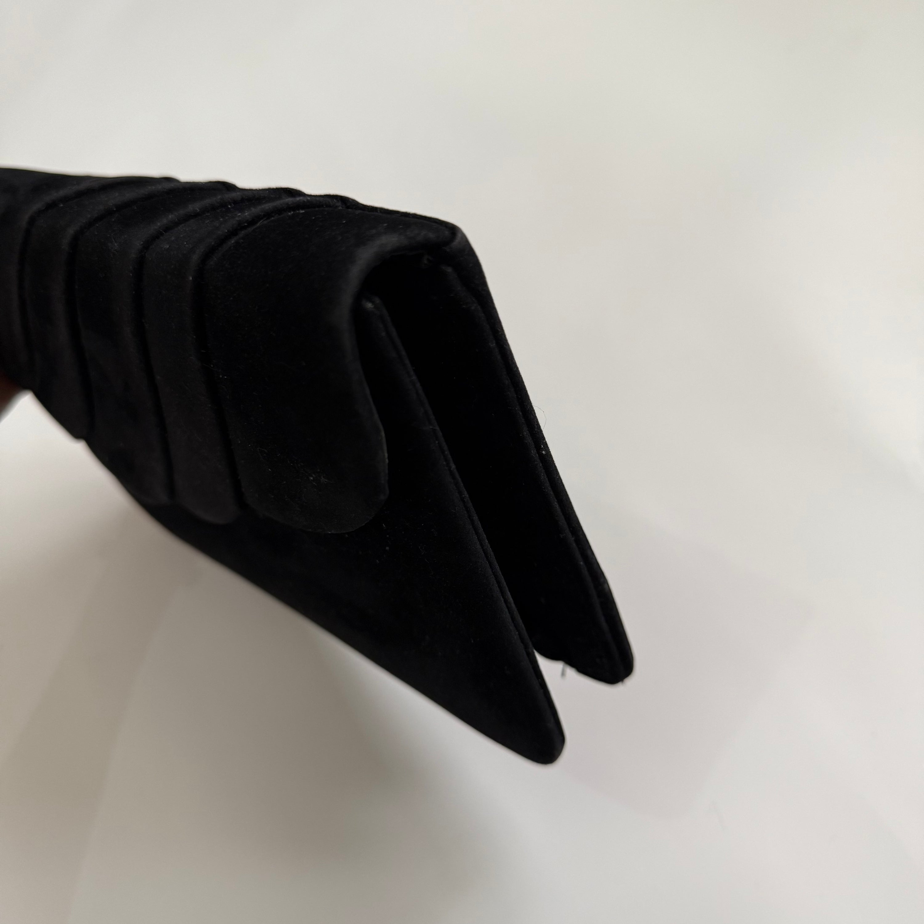 Vintage Black Suede Scallop Evening Box Purse