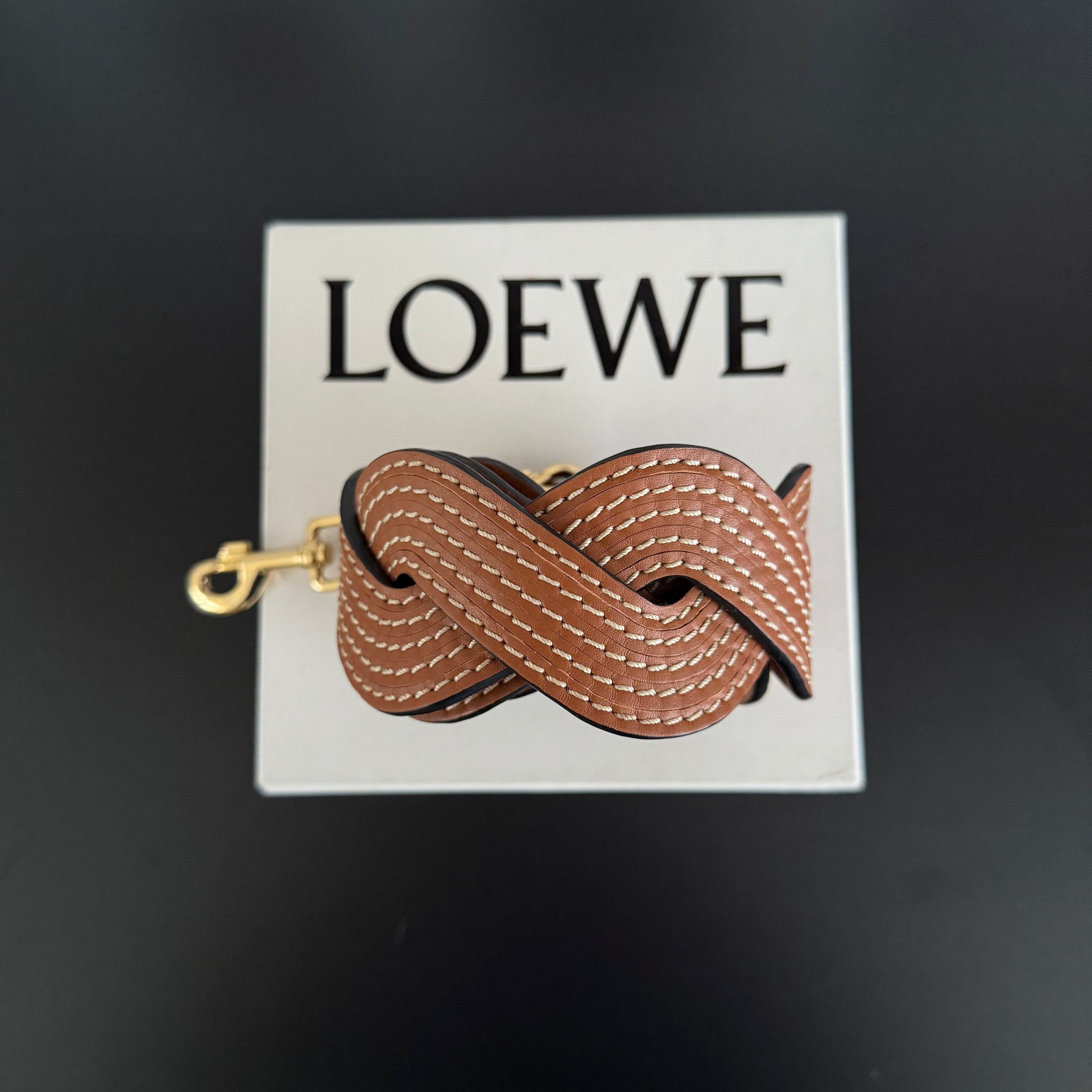 LOEWE Leather Wavy Braided Thick Bag Strap