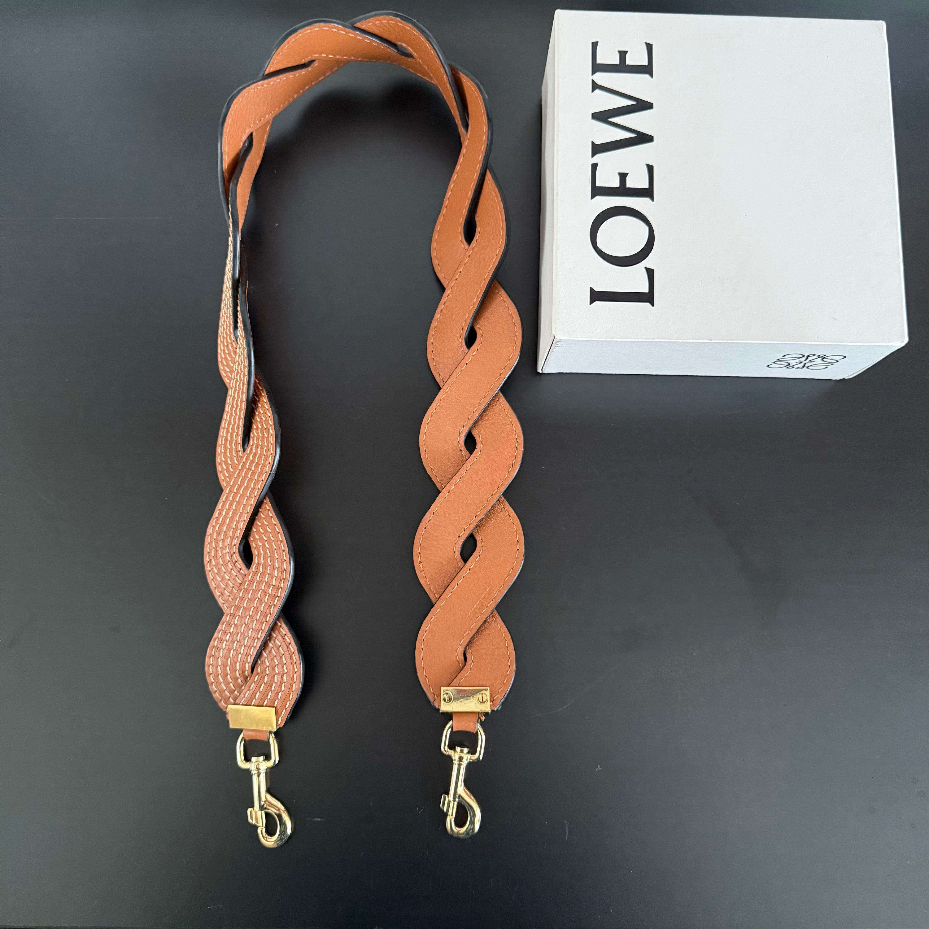 LOEWE Leather Wavy Braided Thick Bag Strap