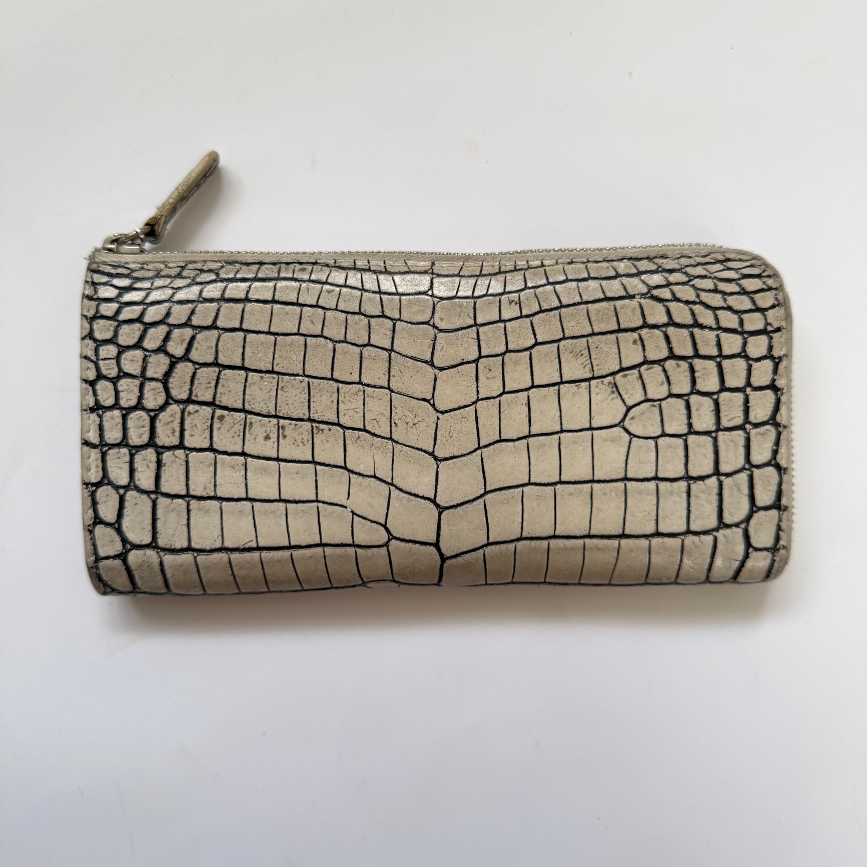 LING WU Crocodile Leather Long Wallet