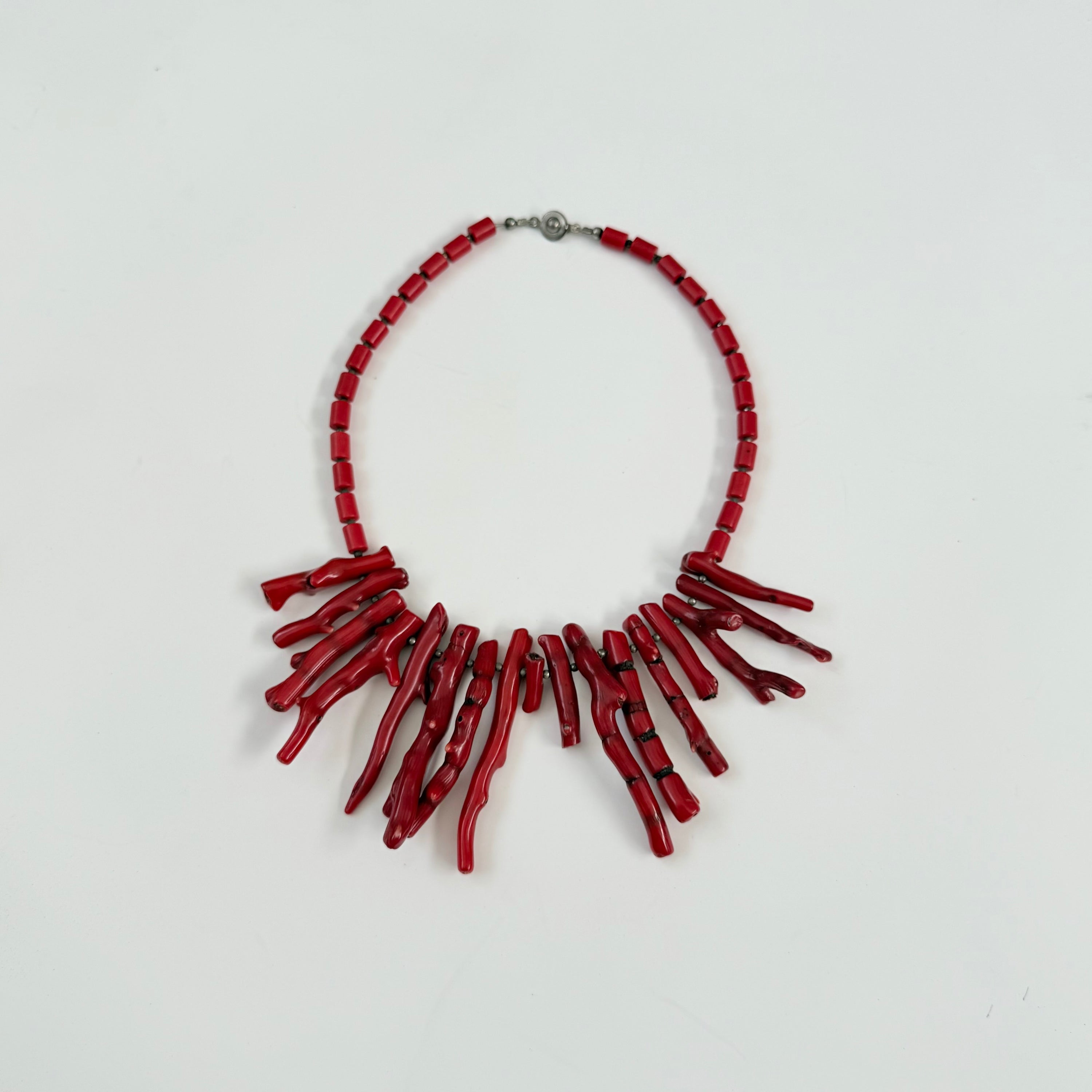 Vintage Branch Genuine Red Coral Chunky Choker Necklace