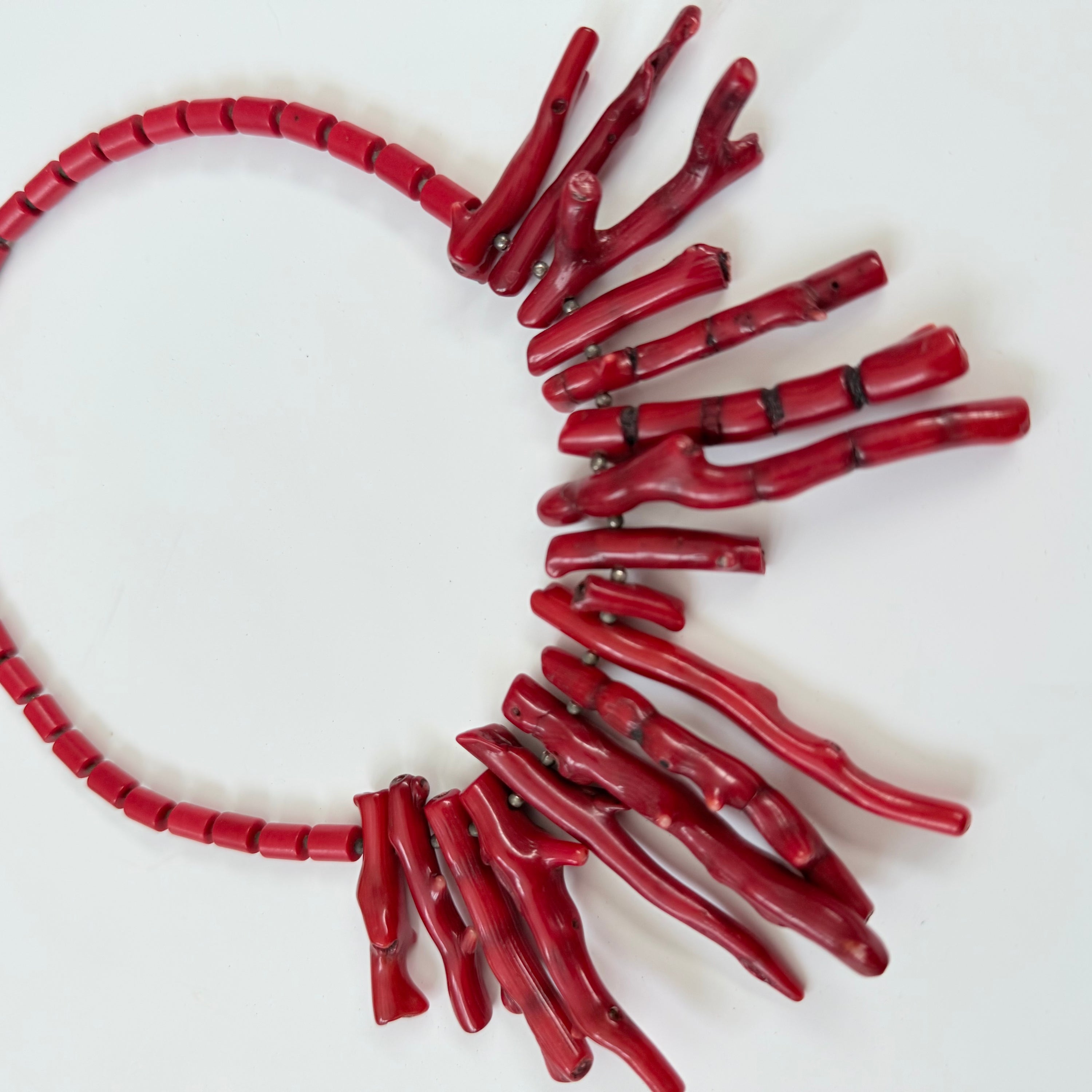 Vintage Branch Genuine Red Coral Chunky Choker Necklace