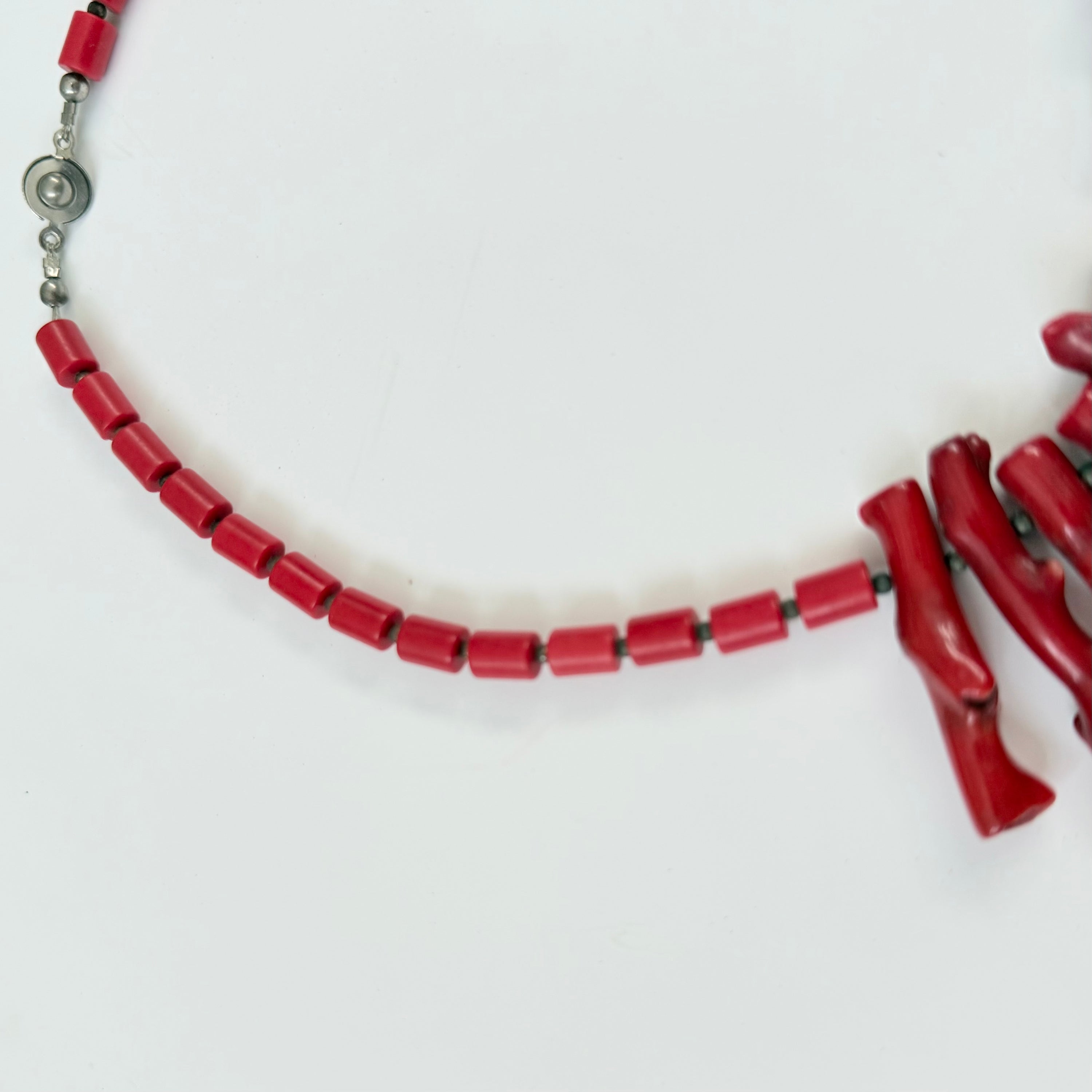 Vintage Branch Genuine Red Coral Chunky Choker Necklace