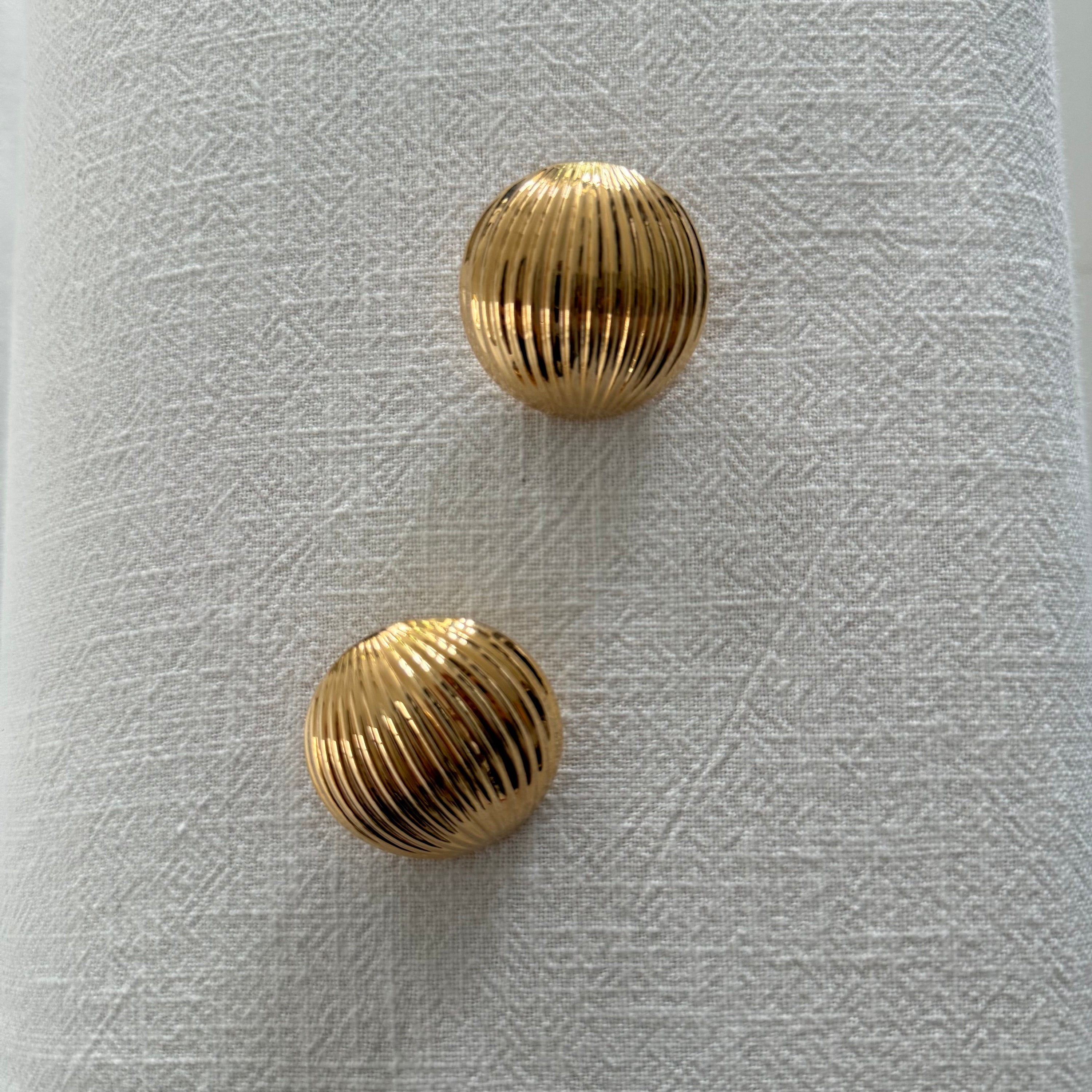 Gold toned Chunky Lightweight Bauble Textured Pierced Earrings