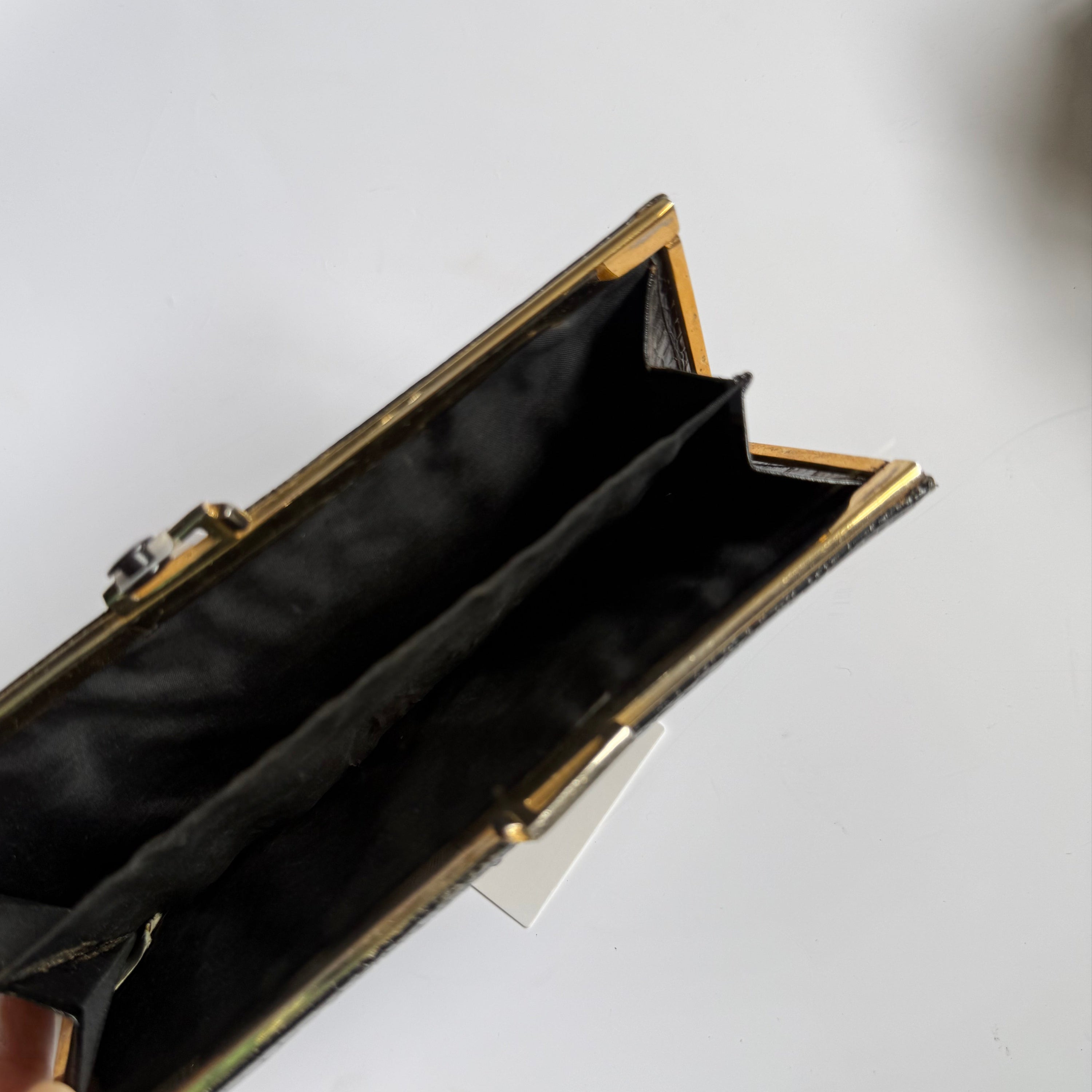 Vintage Embossed Black Wallet with Unique lock clasp