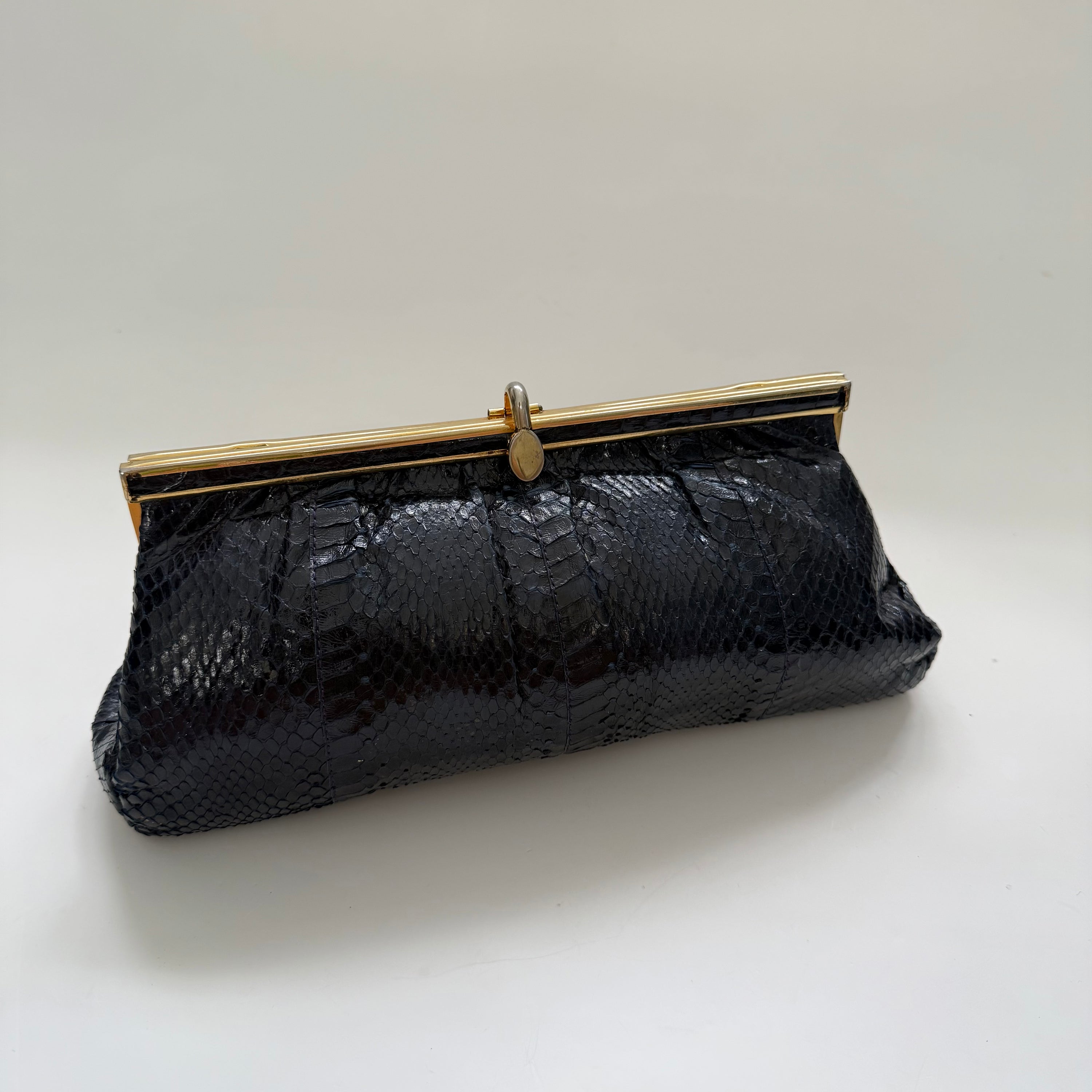 Vintage 1970s Rones French Navy Exotic Leather Purse