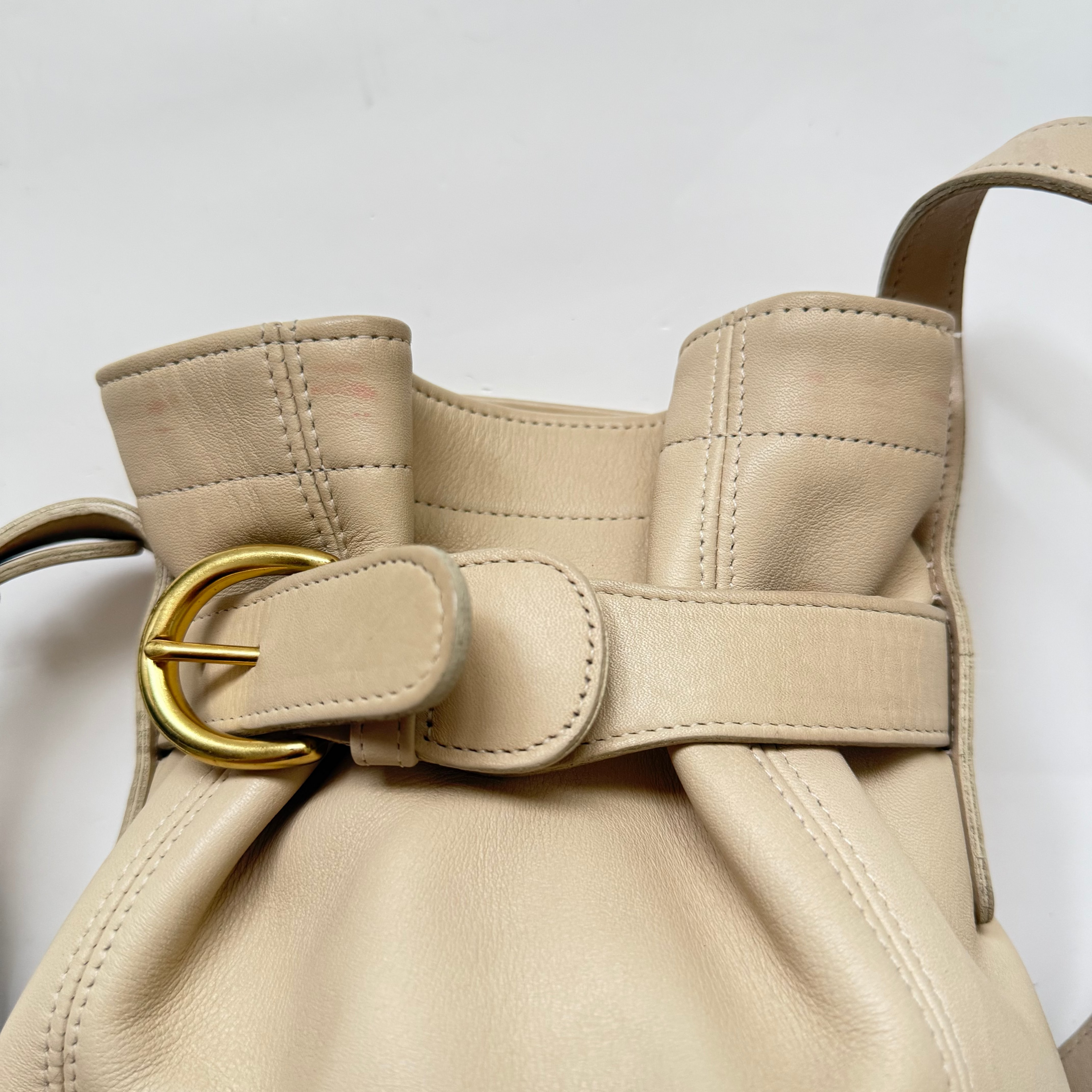 Vintage COACH Belted Soho Ivory Leather Cross-body Bag