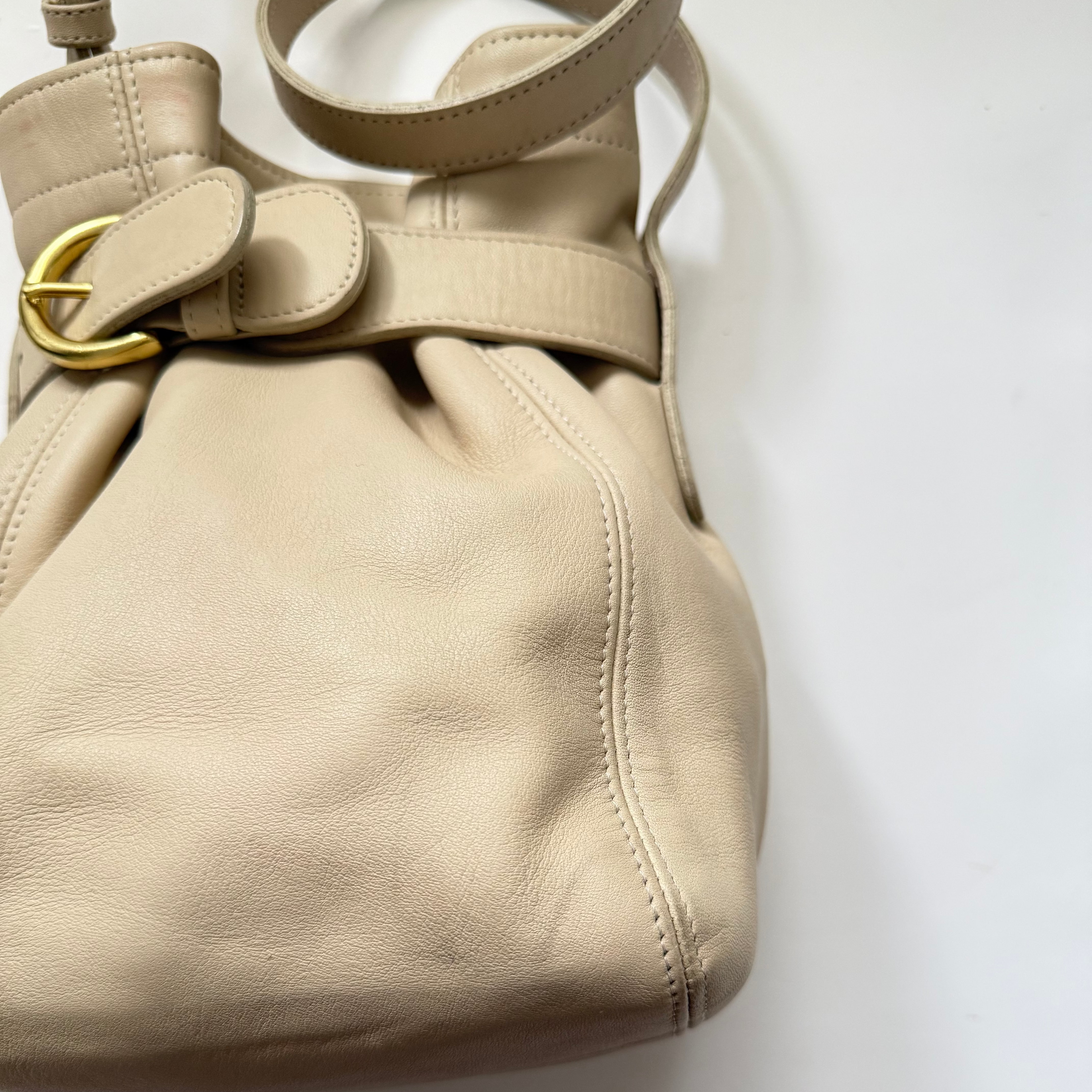 Vintage COACH Belted Soho Ivory Leather Cross-body Bag