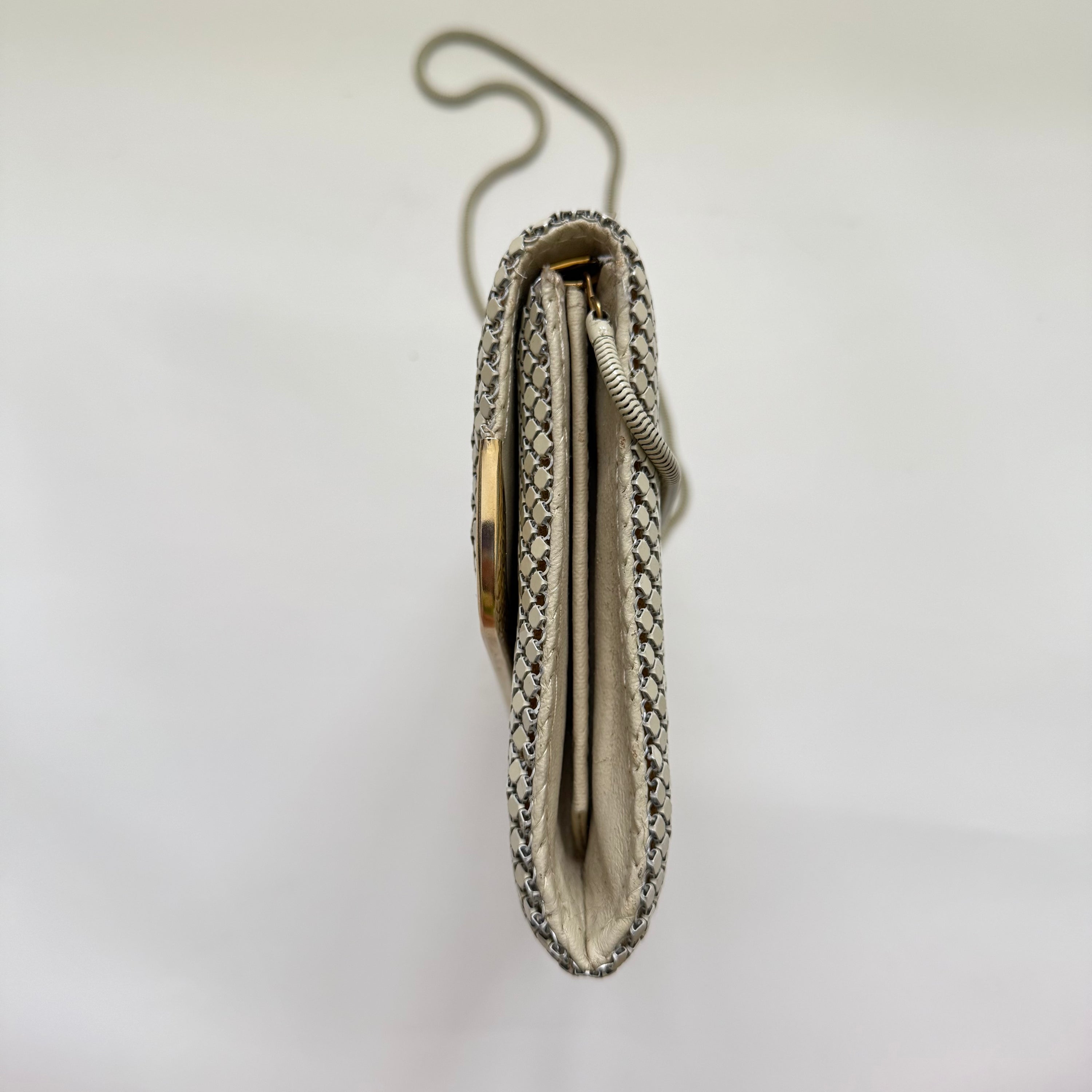 Vintage 1980s Cream Aluminium Mesh Evening Purse