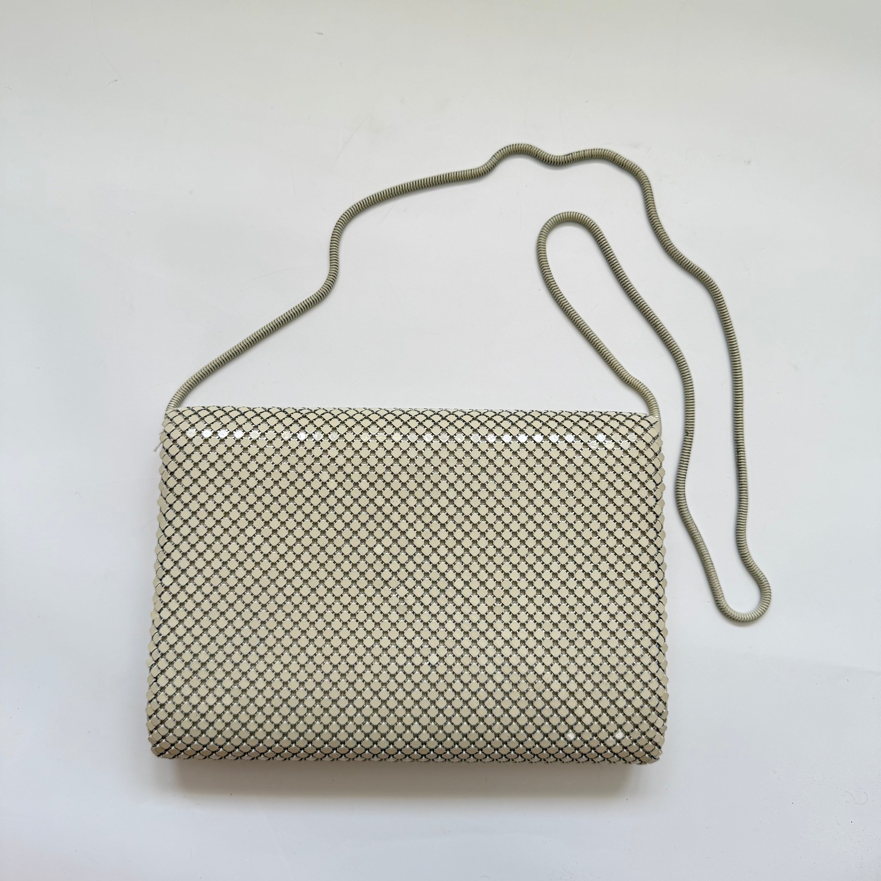 Vintage 1980s Cream Aluminium Mesh Evening Purse