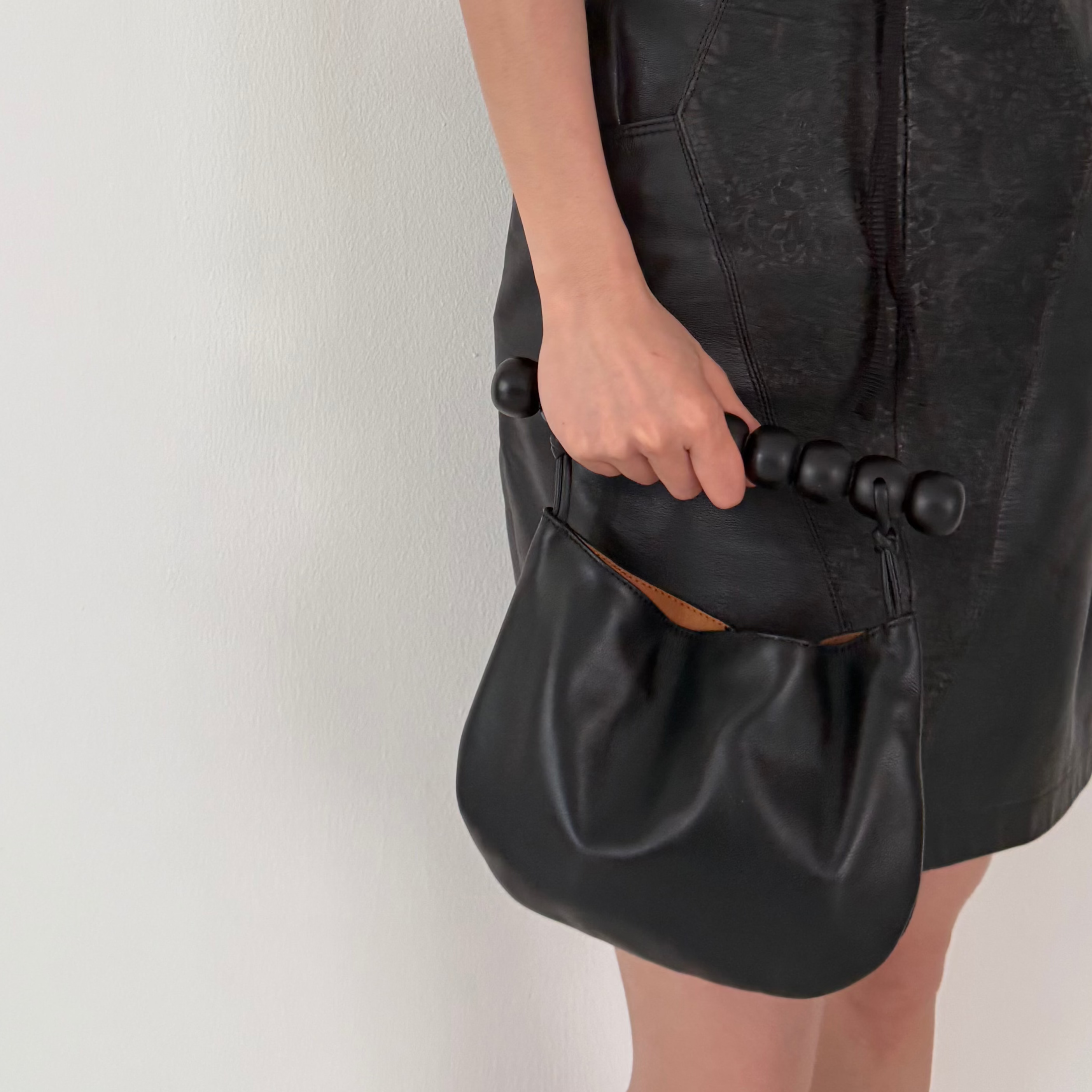 Nala Lightweight Sculptural Brown Wooden Handle Bag