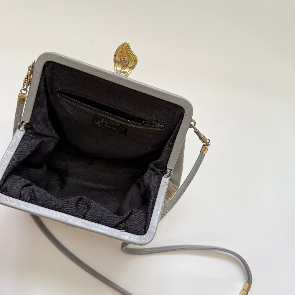 Vintage 1980s Jane Shilton Taupe Grey Snakeskin Shoulder Bag