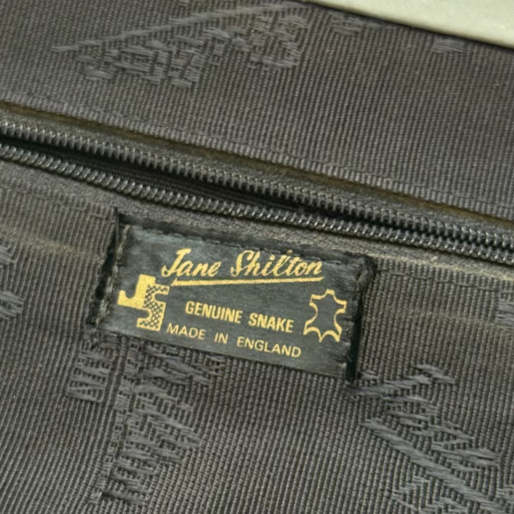 Vintage 1980s Jane Shilton Taupe Grey Snakeskin Shoulder Bag