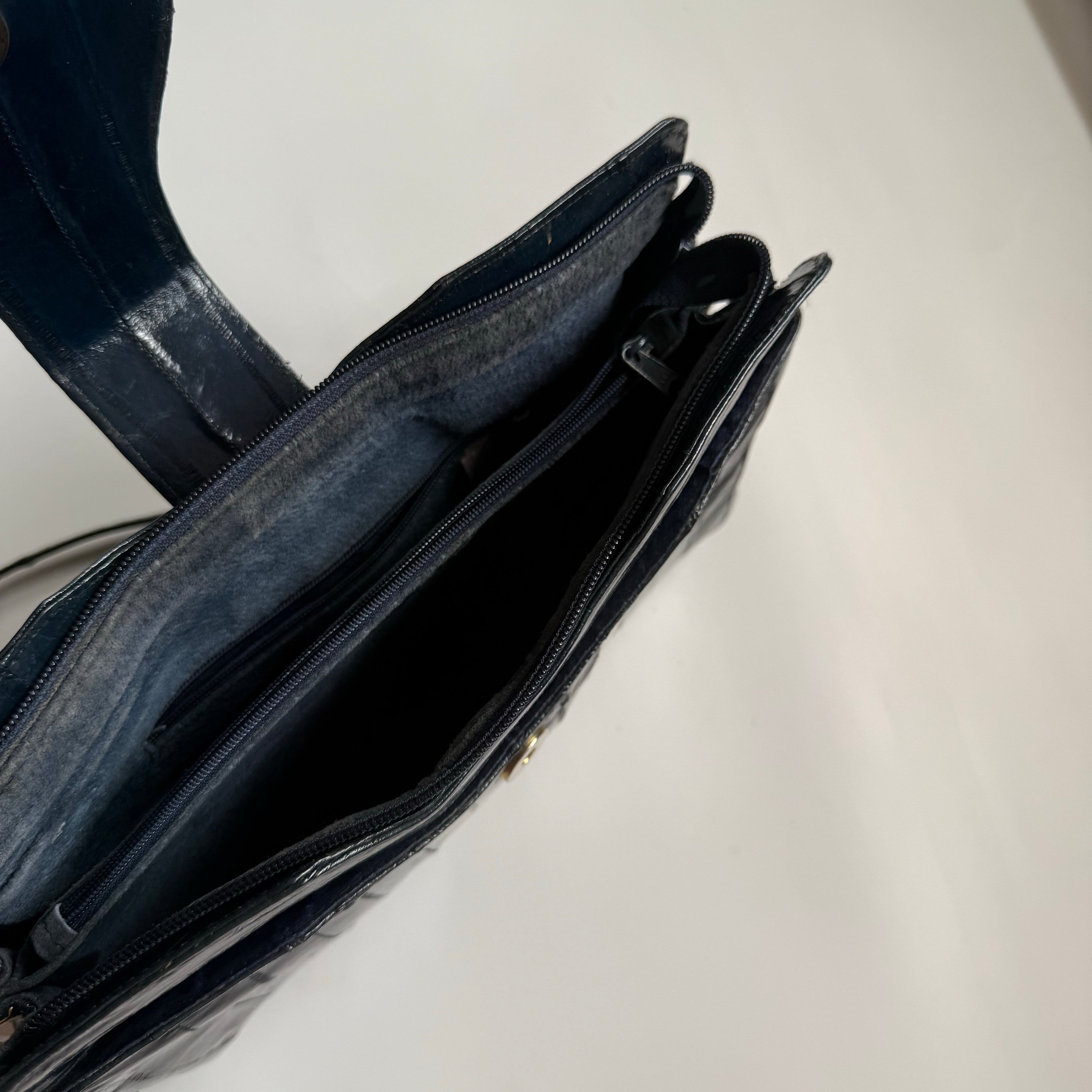 1980s Eelskin Purse Black Eel Skin Crossbody Shoulderbag Crownhock P.A.T.
