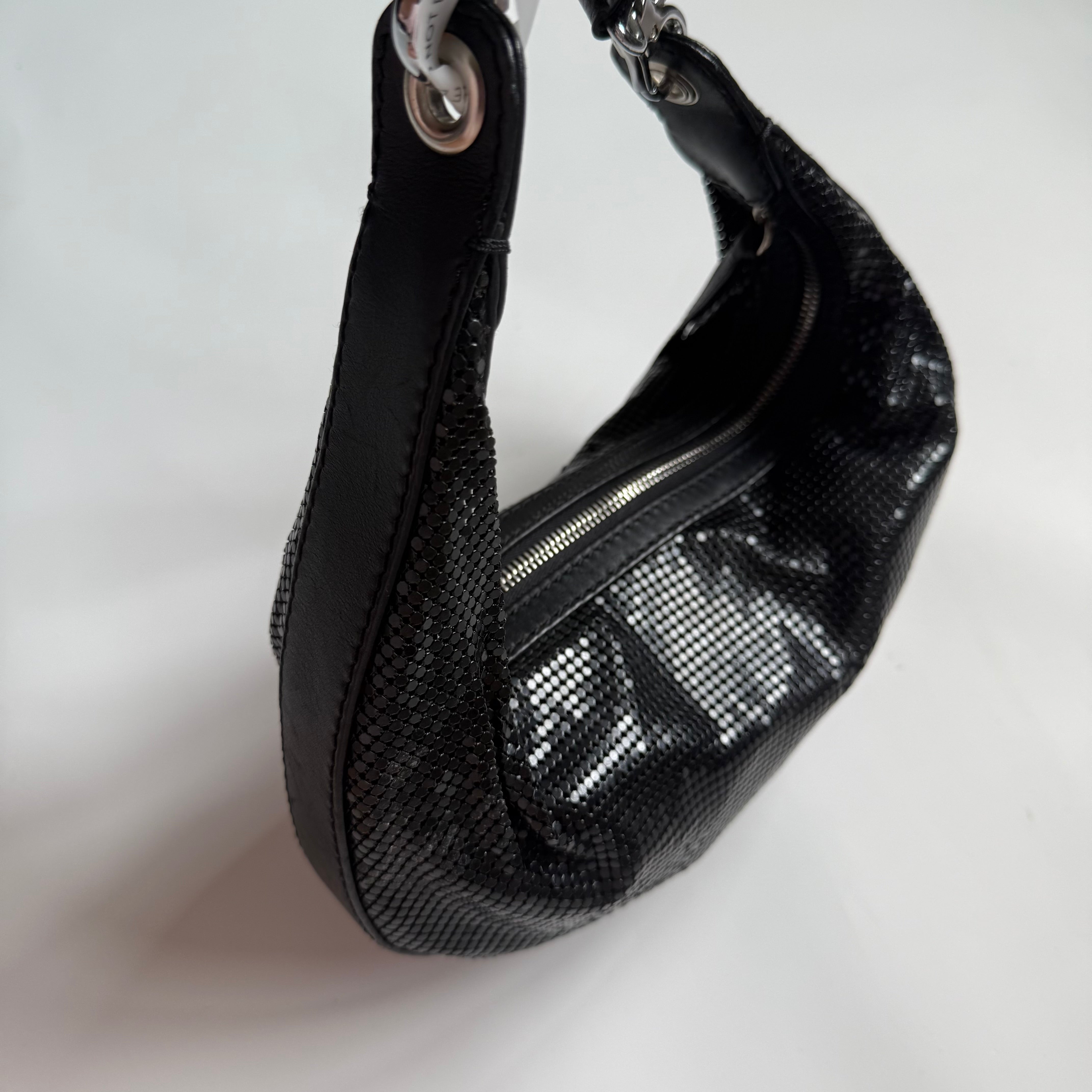 Vintage]90s Leather Mesh shoulder bag