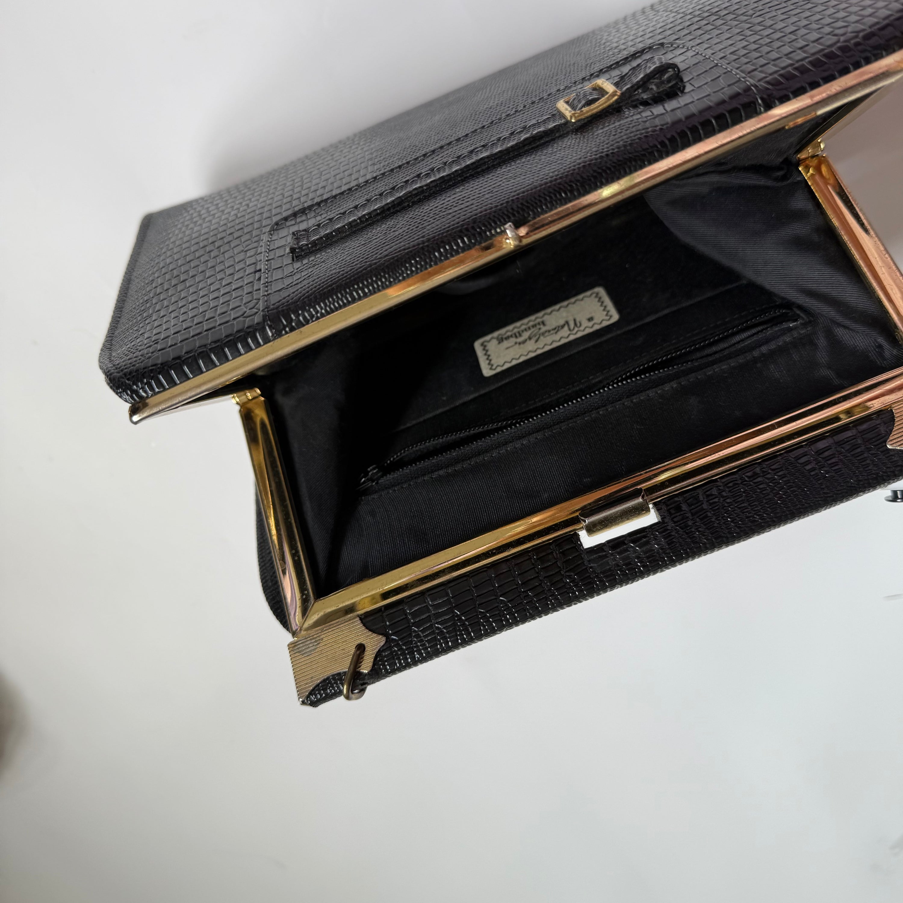 Vintage Black Embossed Leather Naturalizer Purse