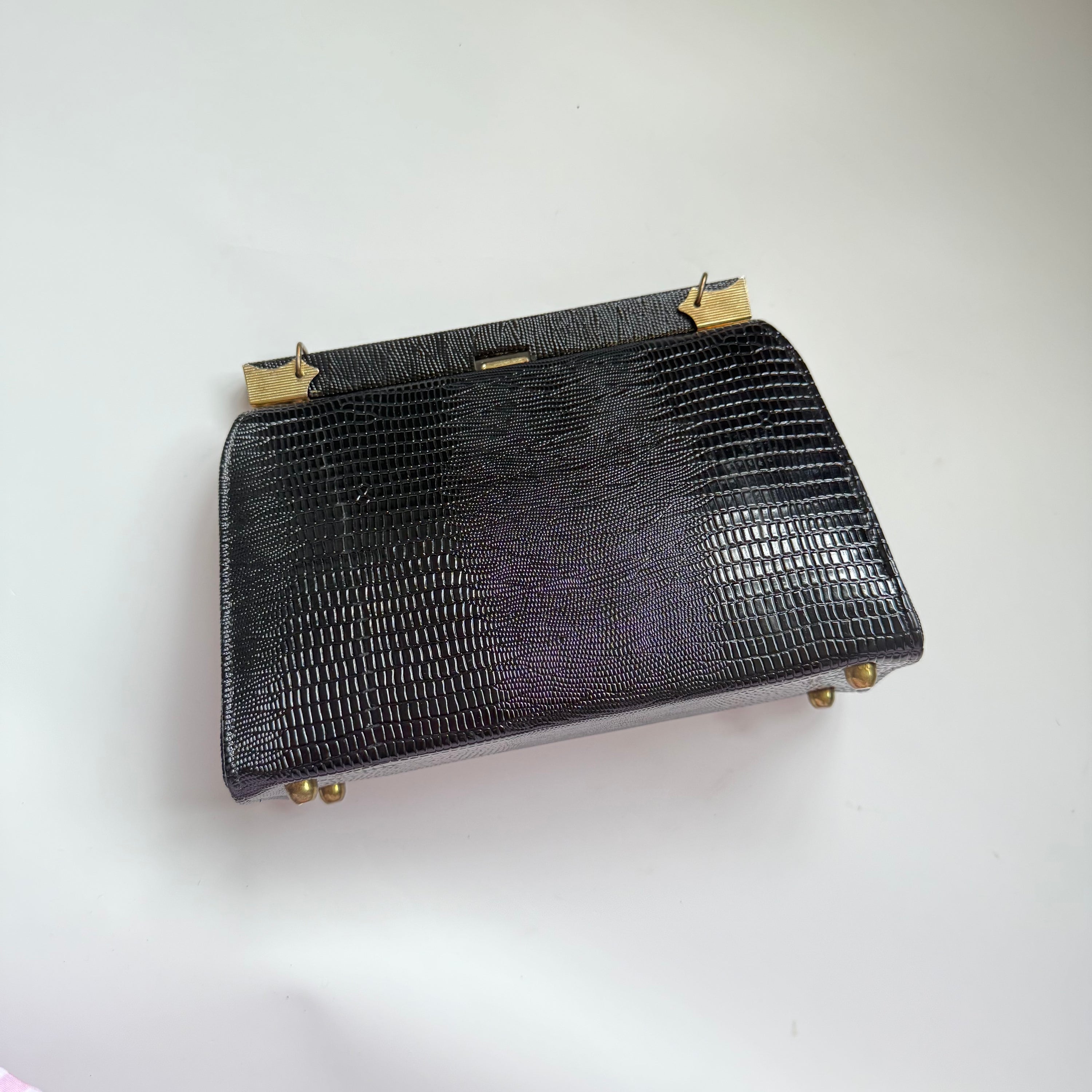 Vintage Black Embossed Leather Naturalizer Purse