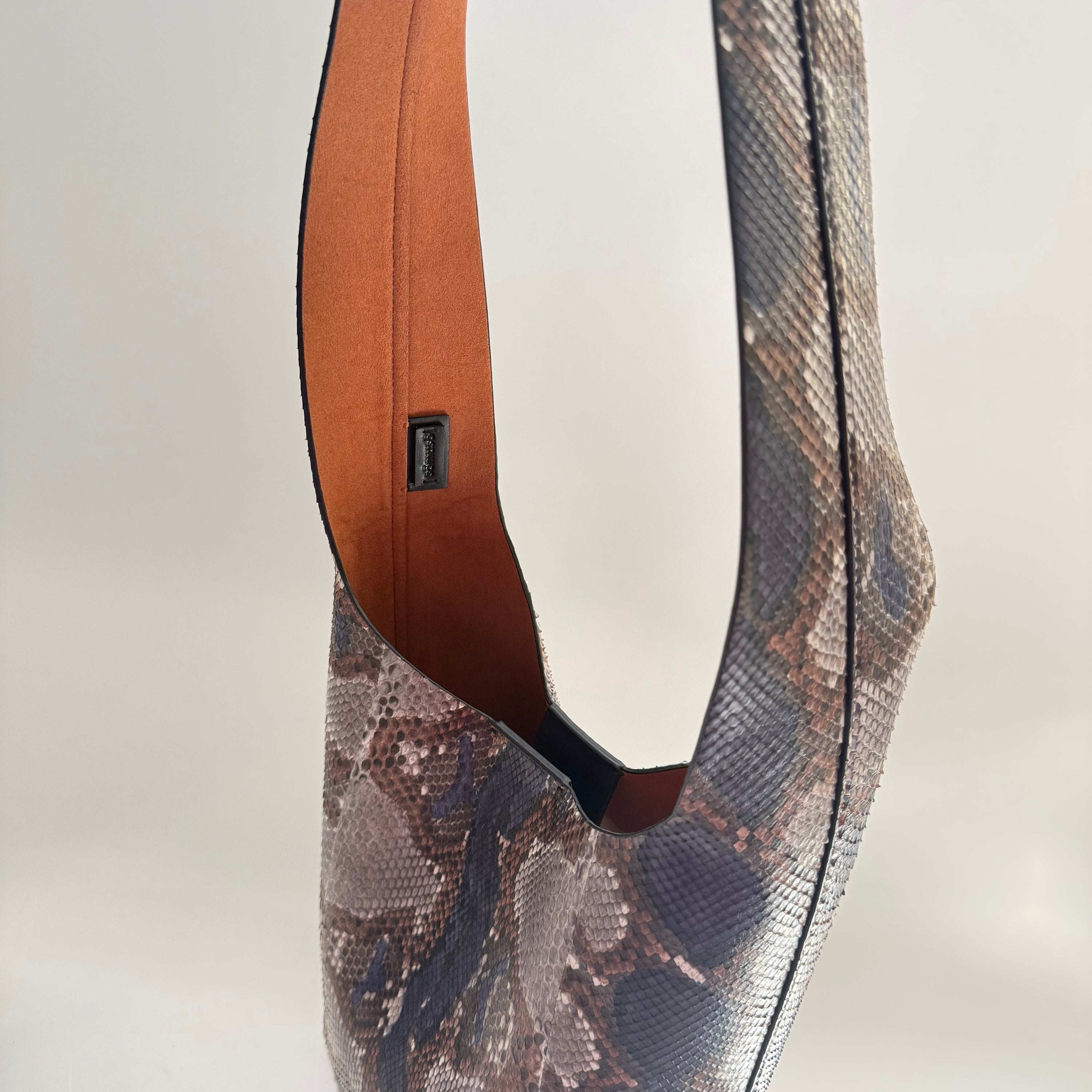 Vessel Exotic Leather Navy Brown Mix Bucket Bag