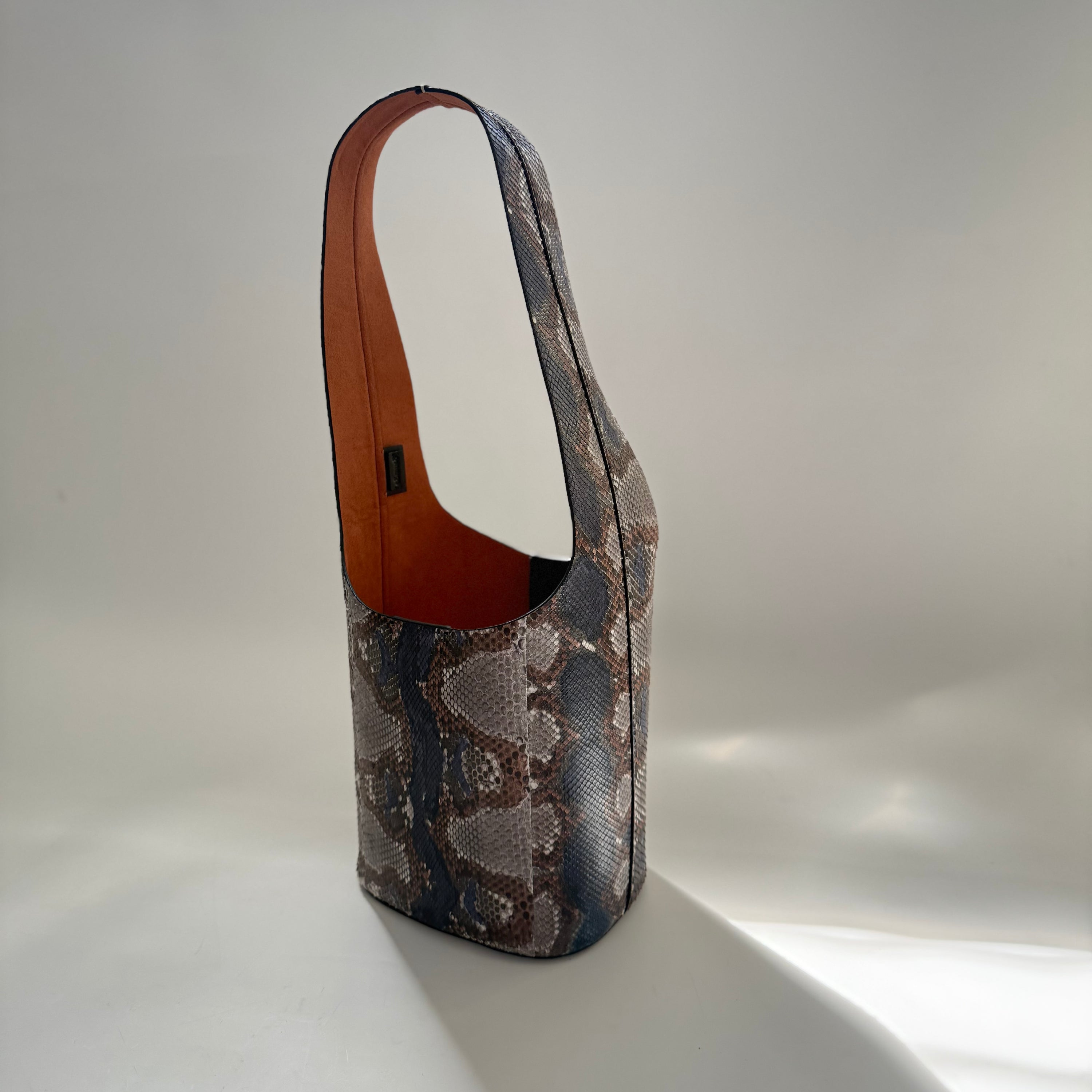 Vessel Exotic Leather Navy Brown Mix Bucket Bag