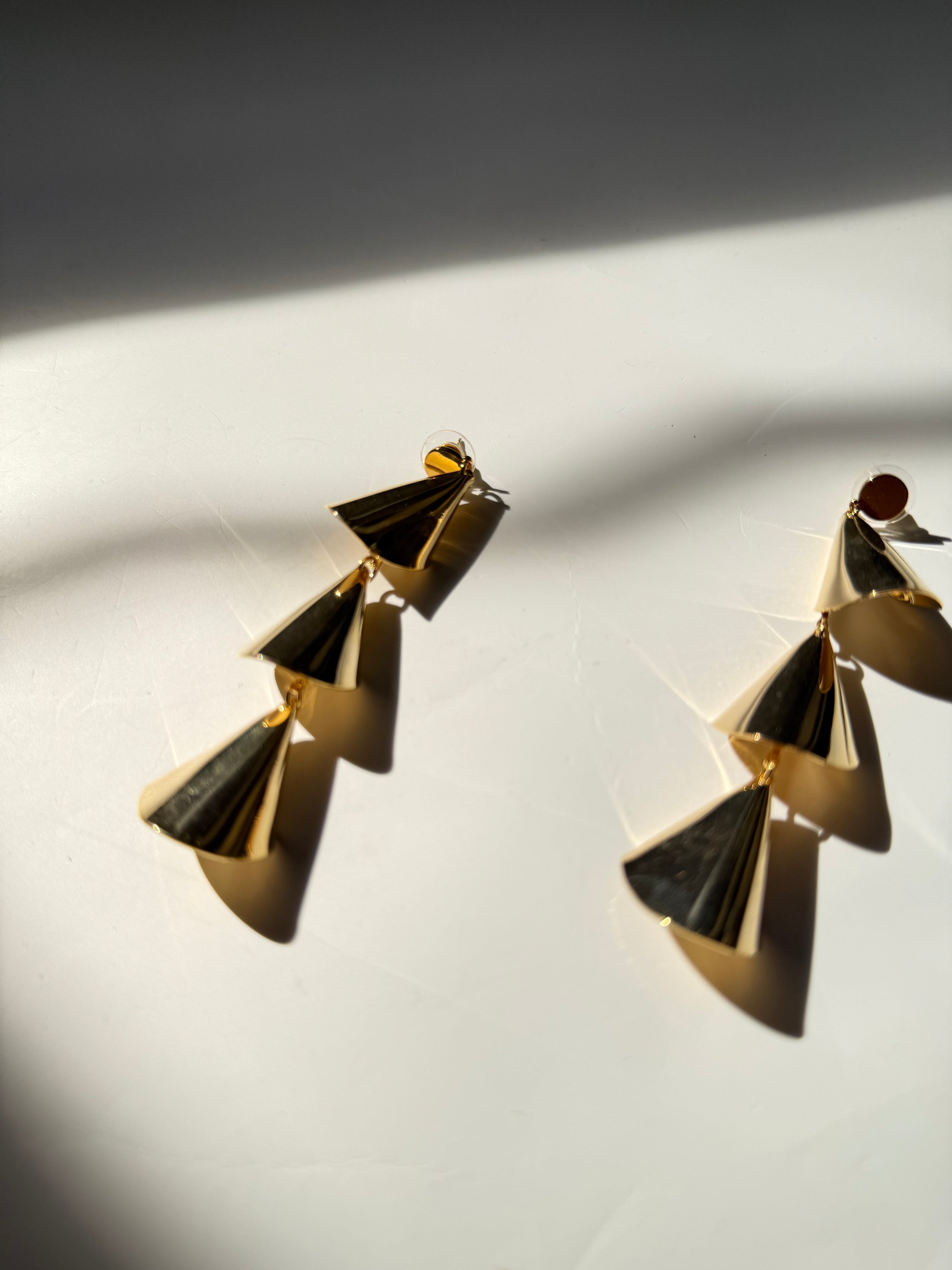 Gold Dangling Statement Lightweight Pierced Earrings