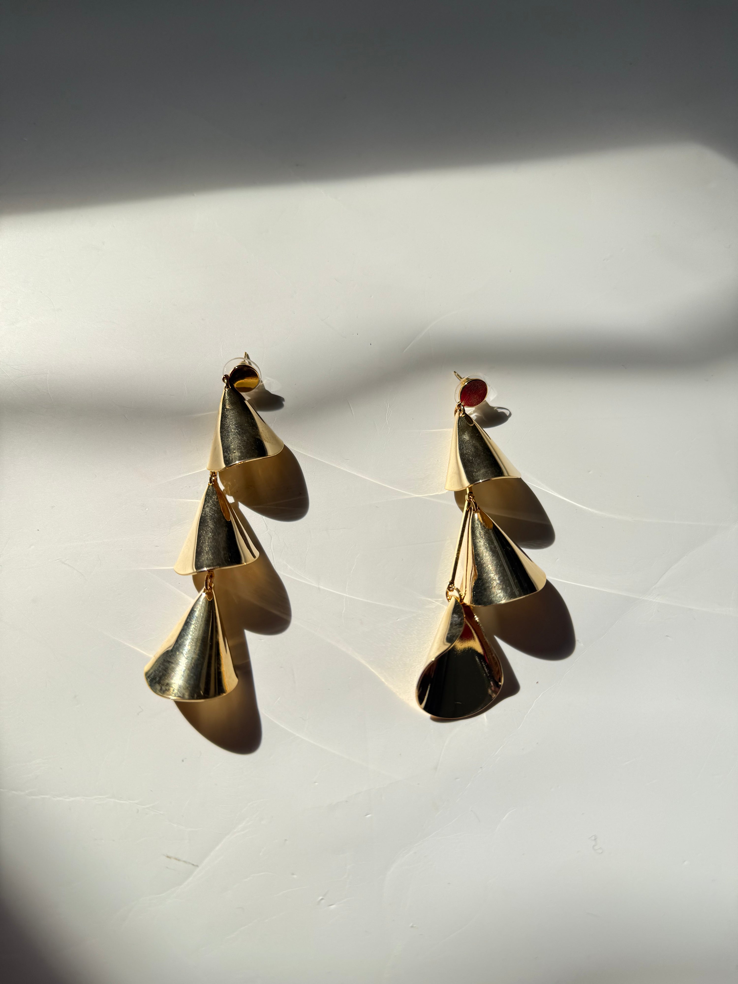 Gold Dangling Statement Lightweight Pierced Earrings