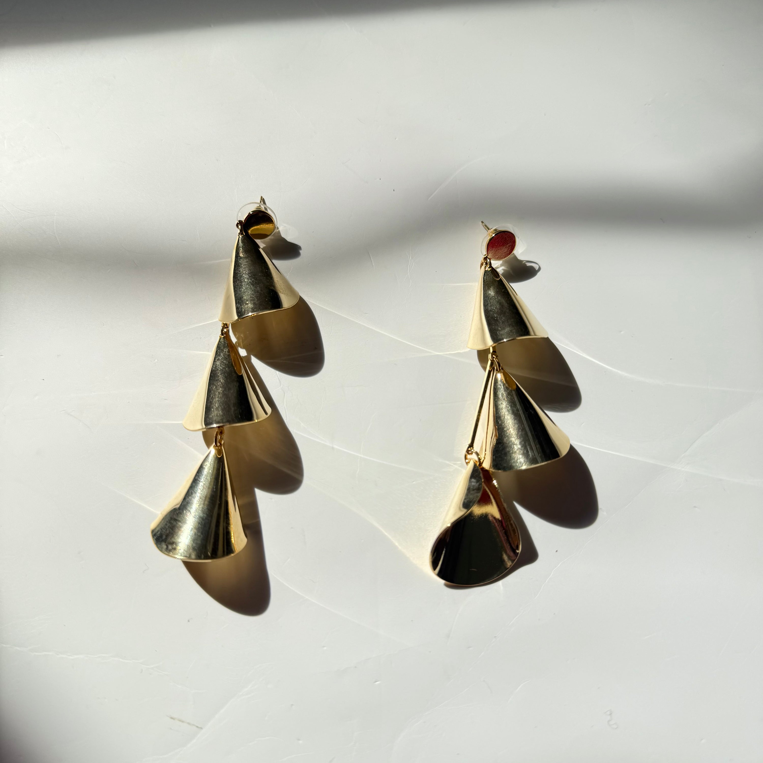 Gold Dangling Statement Lightweight Pierced Earrings