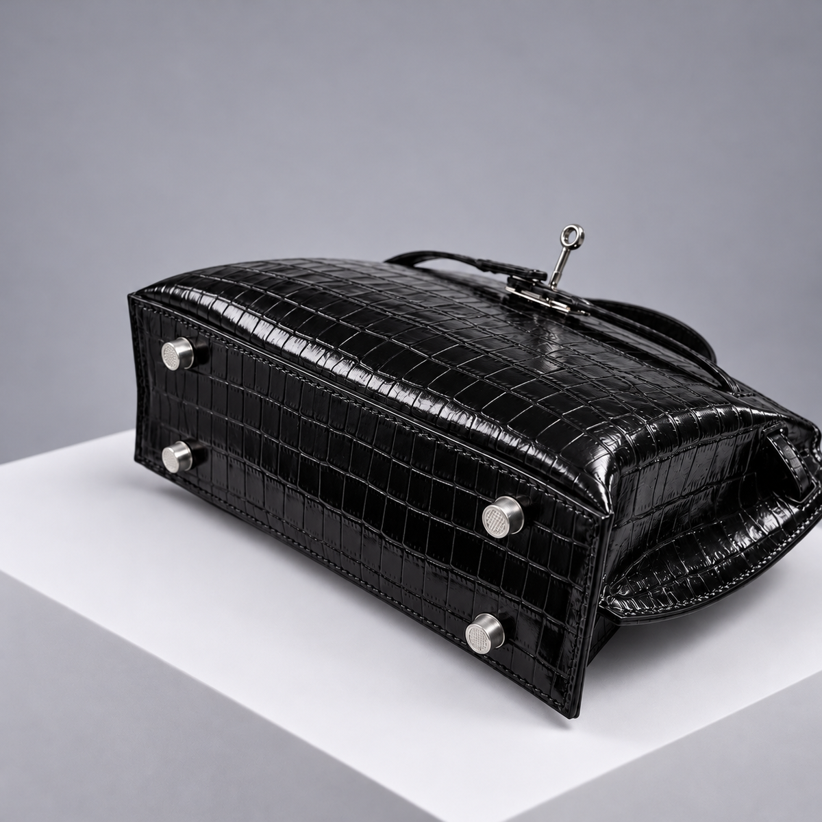 Le H 26 Black Croco-Embossed Leather Top Handle (PRE-ORDER)