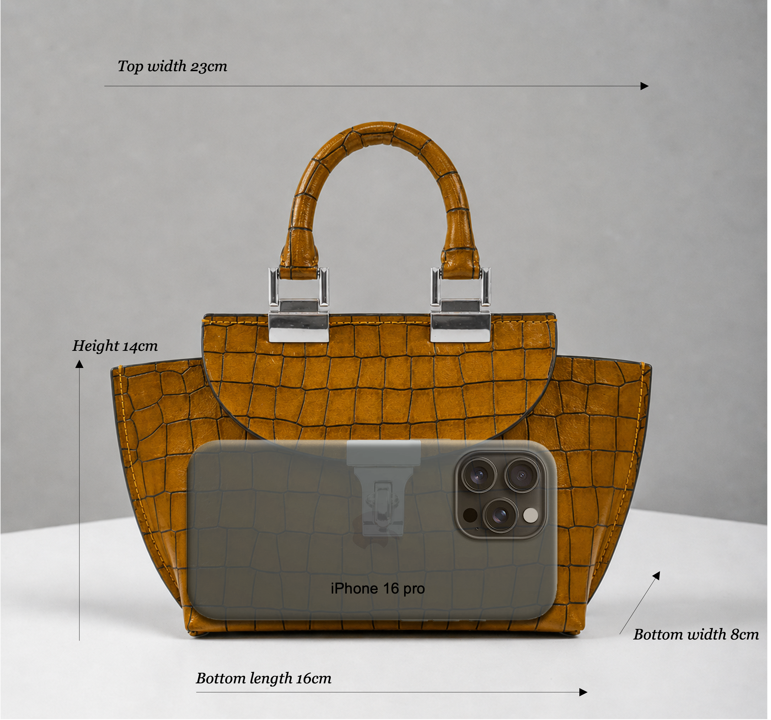 Le Bon 14 Lightweight Mustard Leather Top Handle Bag