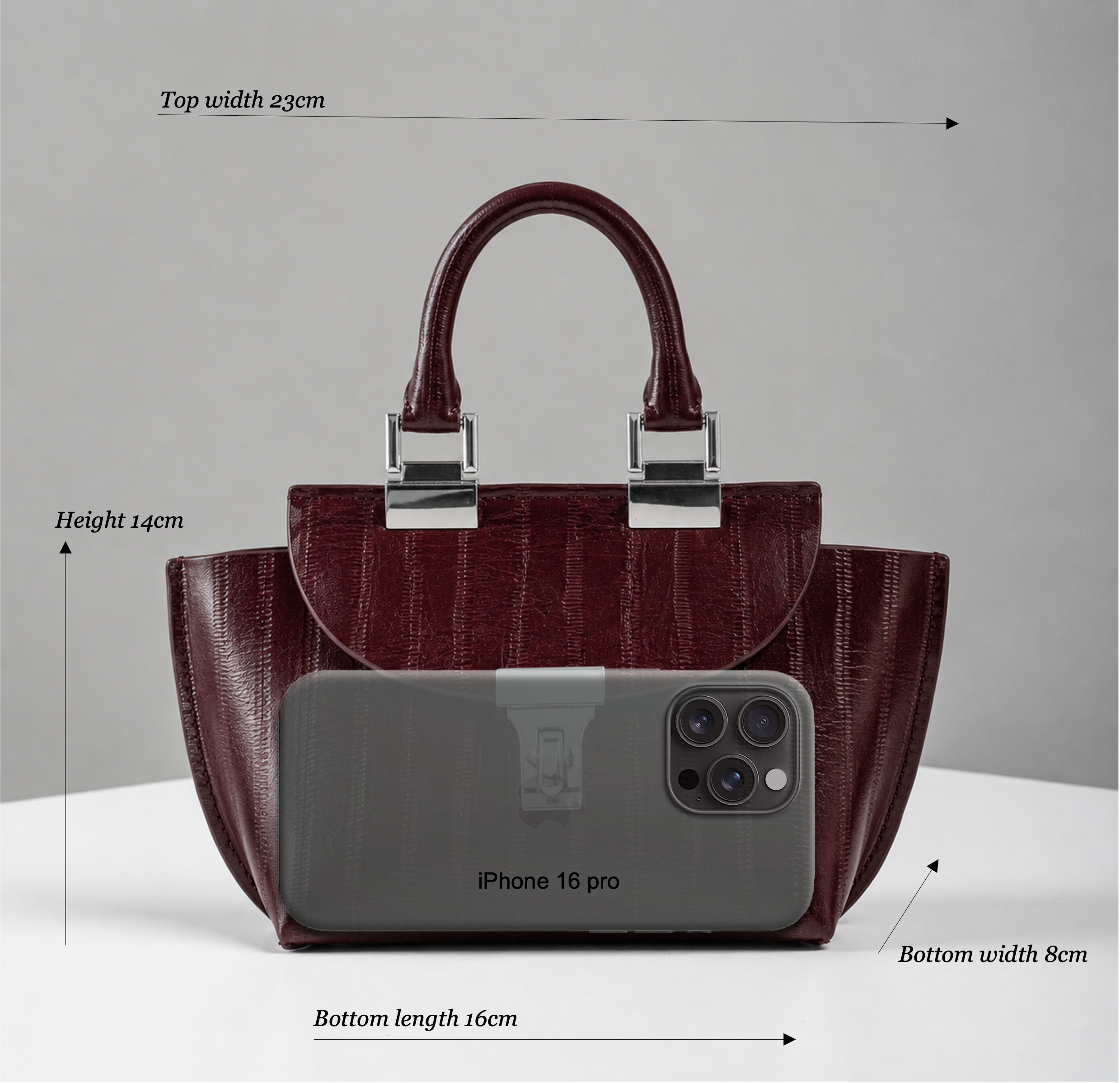 Le Bon 14 Lightweight Burgundy Leather Top Handle Bag