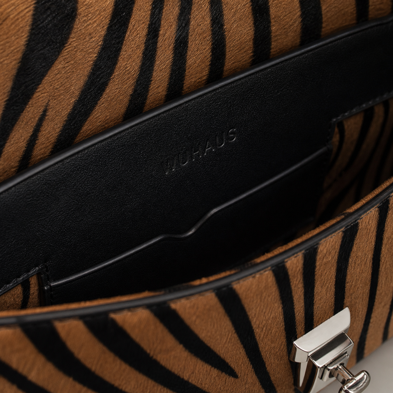 Le Bon 20 Tiger Motif Lightweight Leather Top Handle Bag