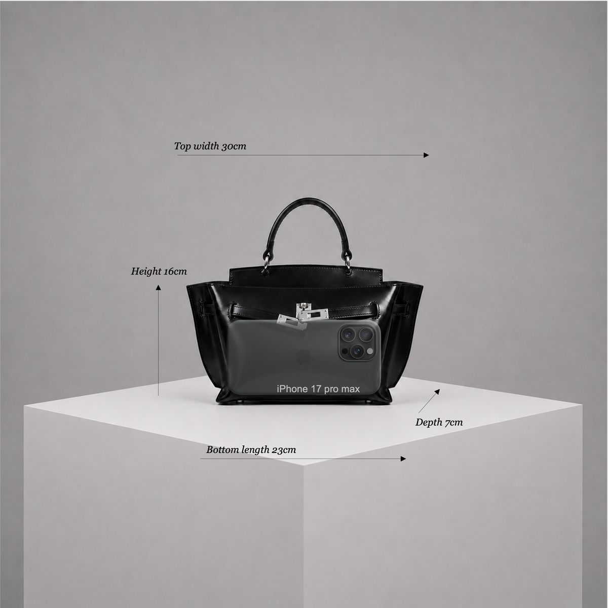 Le H 30 Black Leather Top Handle Bag (PRE-ORDER)