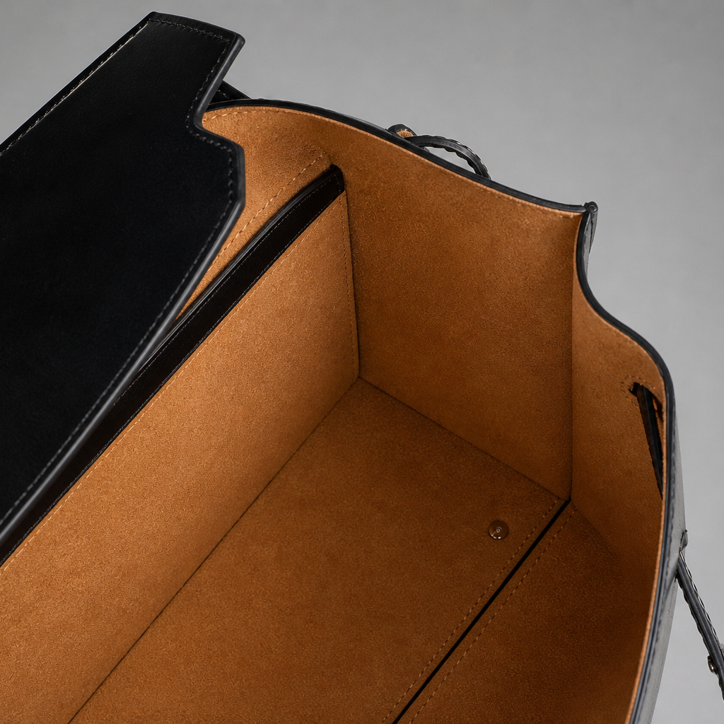 Le H Lightweight Black Leather Carryall Bag