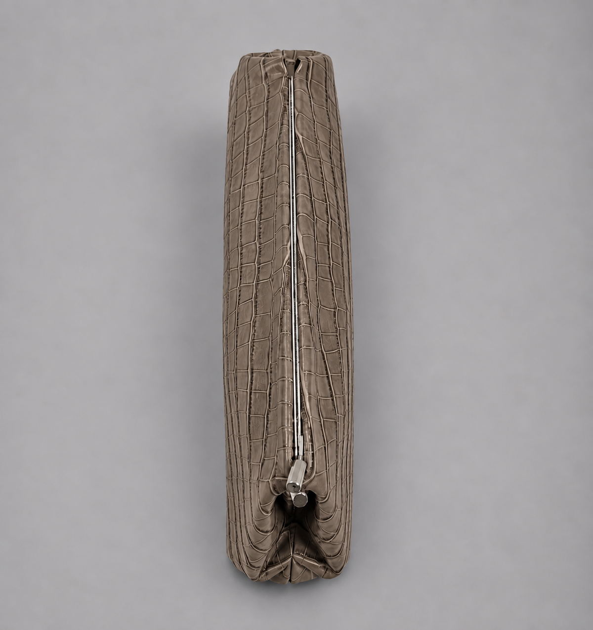 Le Twist Croco-Embossed Taupe Leather Clutch (PRE-ORDER)