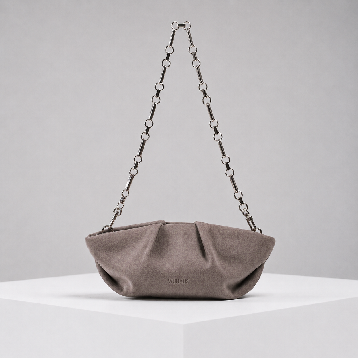 Mori Gray Suede Leather Clutch